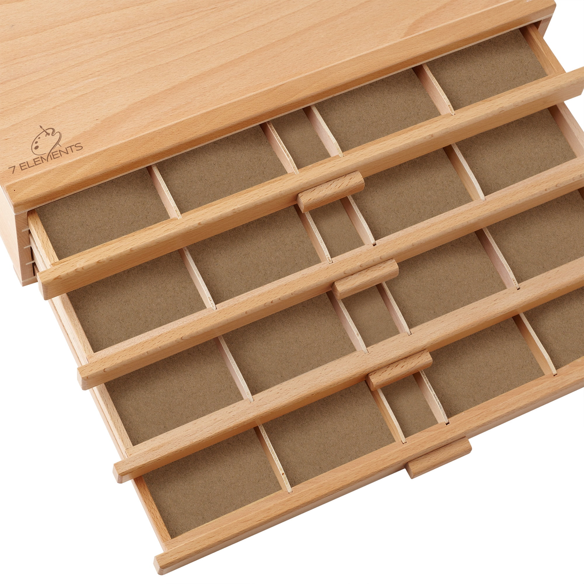 7 Elements 4 Drawer Wooden Artist Storage Supply Box for Art Supplies (White, 15.75 in x 9.5 in x 6 in) 9by81