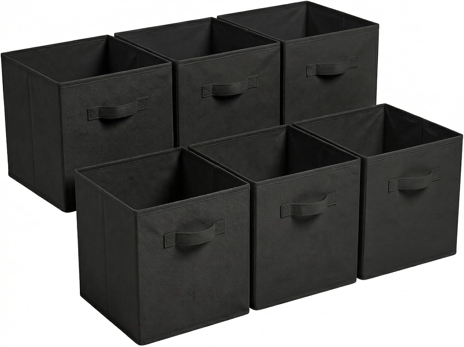 STOWM Foldable Storage Bins, Collapsible Closet and Toy Organization Fabric Cubes (Black, 6-Pack, 11 in x 11 in x 11 in) n9jn8