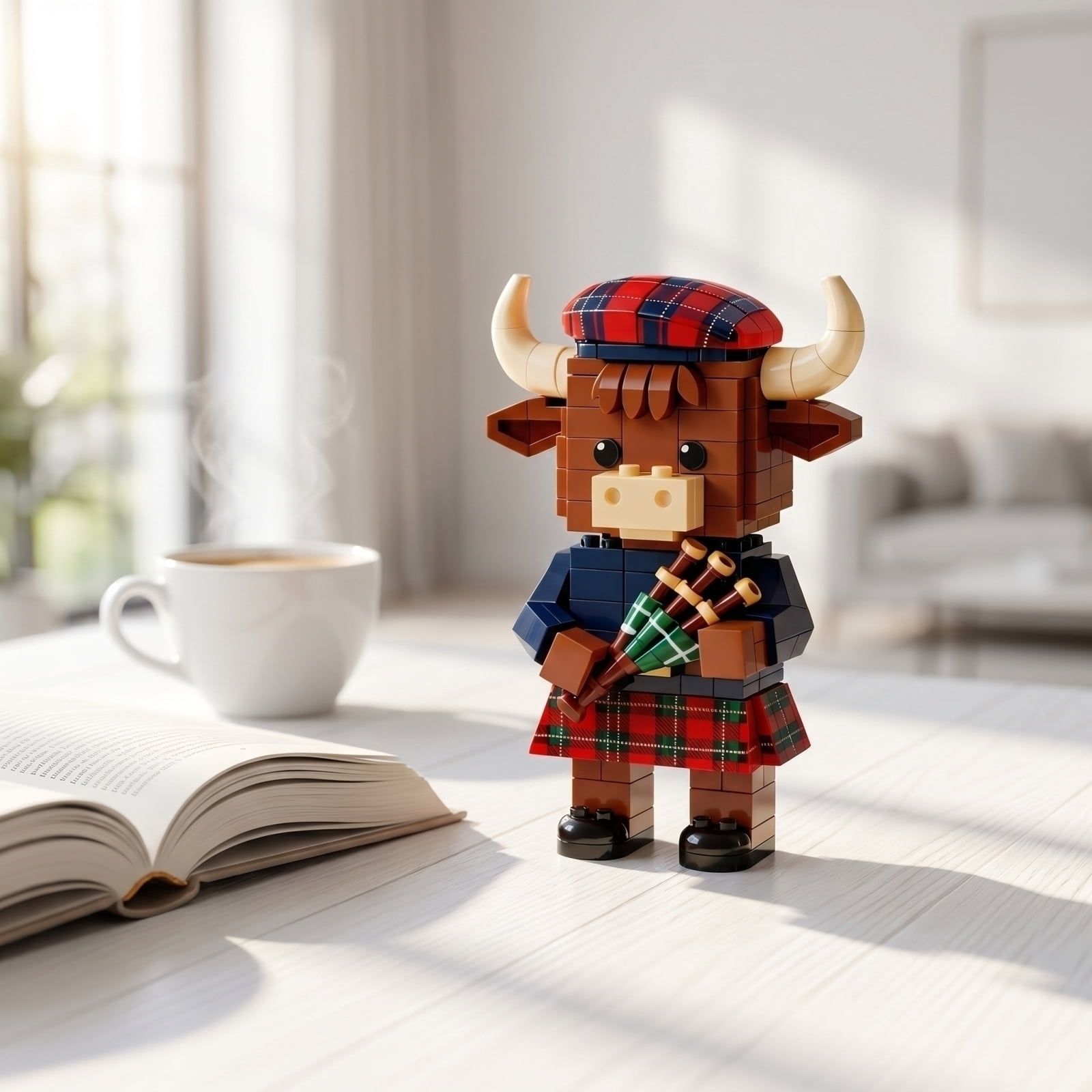 YGUO Highland Cow Building Blocks Set, Creative Scottish Animal Brick Model for Home Office Decor (241 Pieces, 4.8 in Height) lo5y0