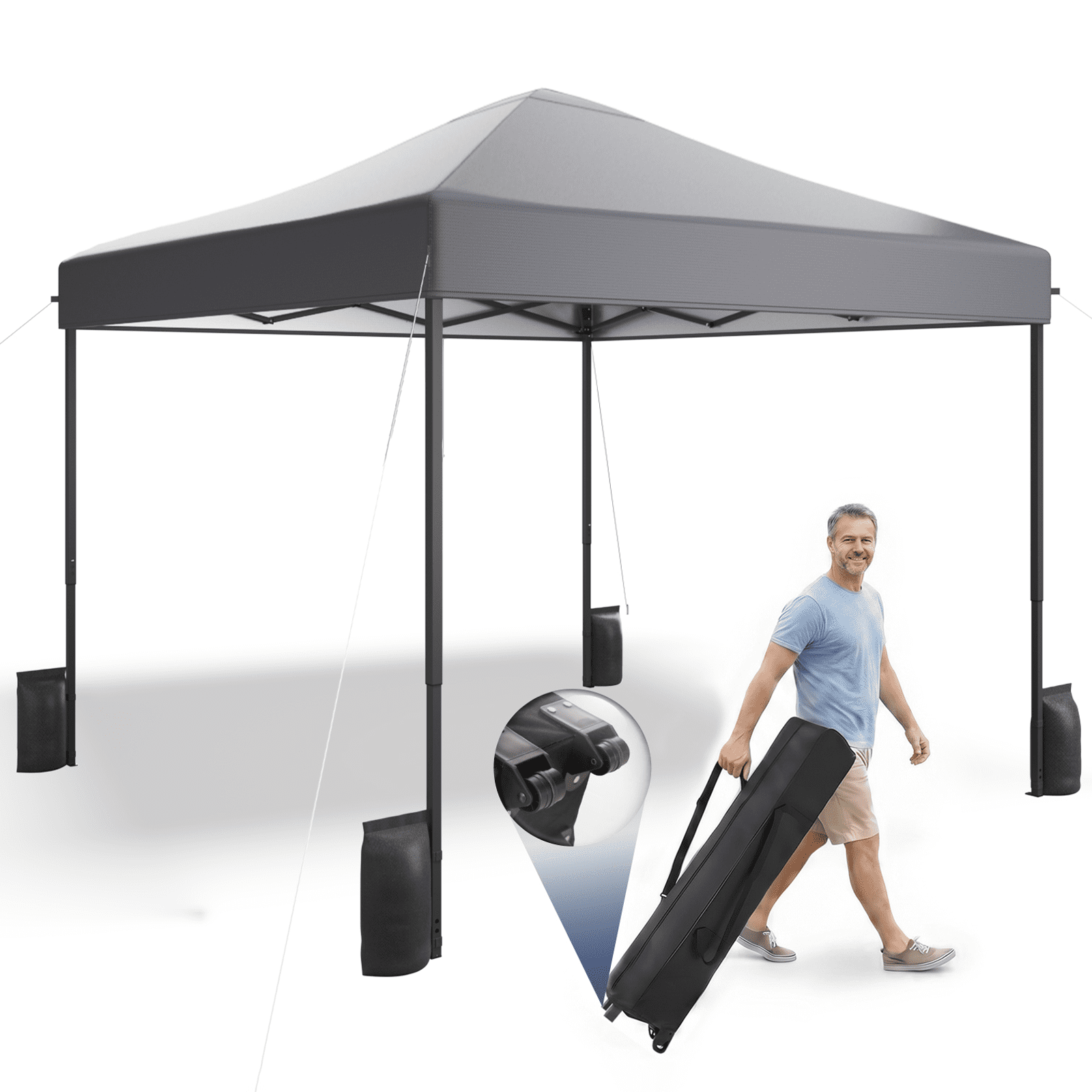 Patbrela Pop Up Canopy Tent, Heavy-Duty Instant Shelter for Outdoor Events (Gray, 10x10 ft) dofoa