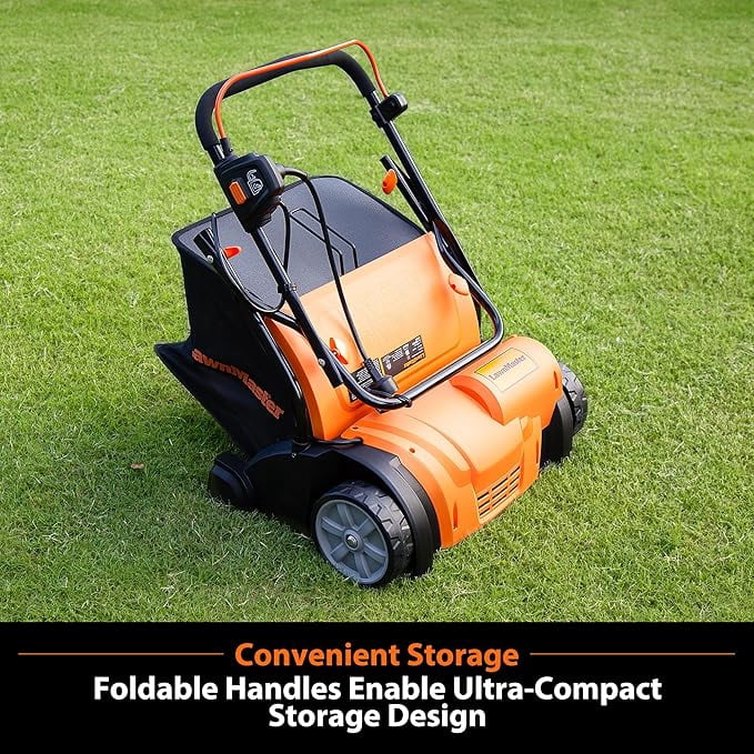 LawnMaster 13 Amp Electric Dethatcher and Scarifier with 10.5 Gallon Collection Bag (Orange, 15 in) bl4x6