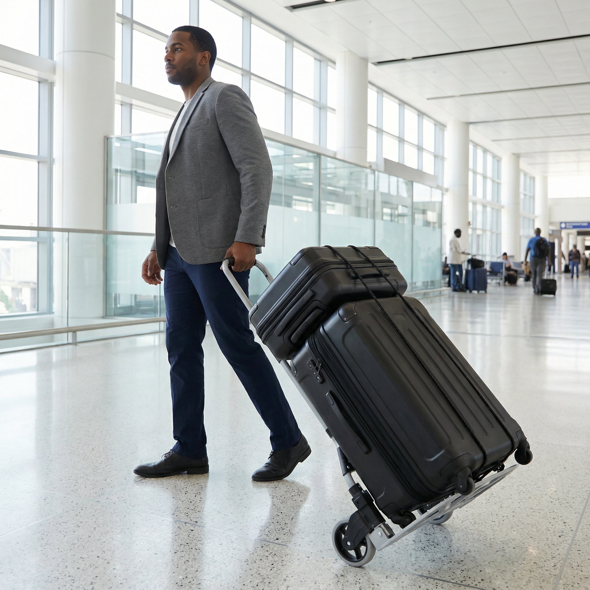 Takira Foldable Hand Cart, Heavy-Duty Aluminum Luggage Dolly with Telescopic Handle (Black, 400 lb Capacity) 6jdeb
