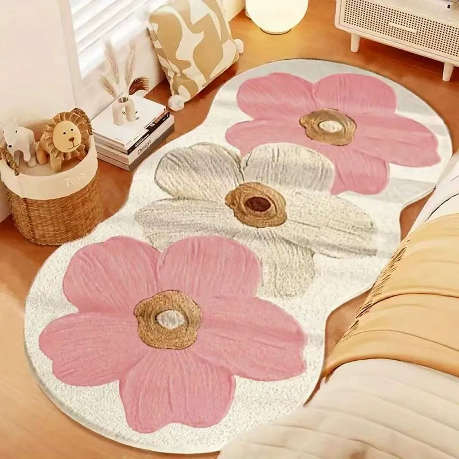 Elegant Home Decor Floral Pattern Non-Slip Washable Rug (Pink, 24 in x 36 in) bcwrn