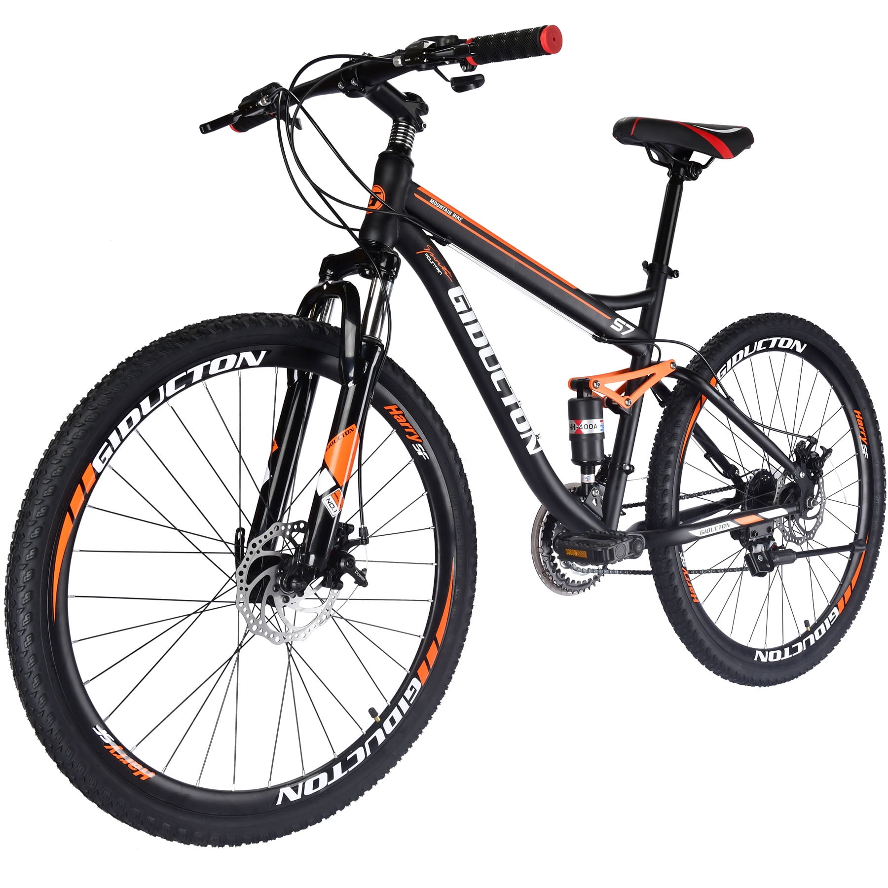 Eurobike Full Suspension Mountain Bike 21 Speed Bicycle (Orange, 27.5 in) yn9km