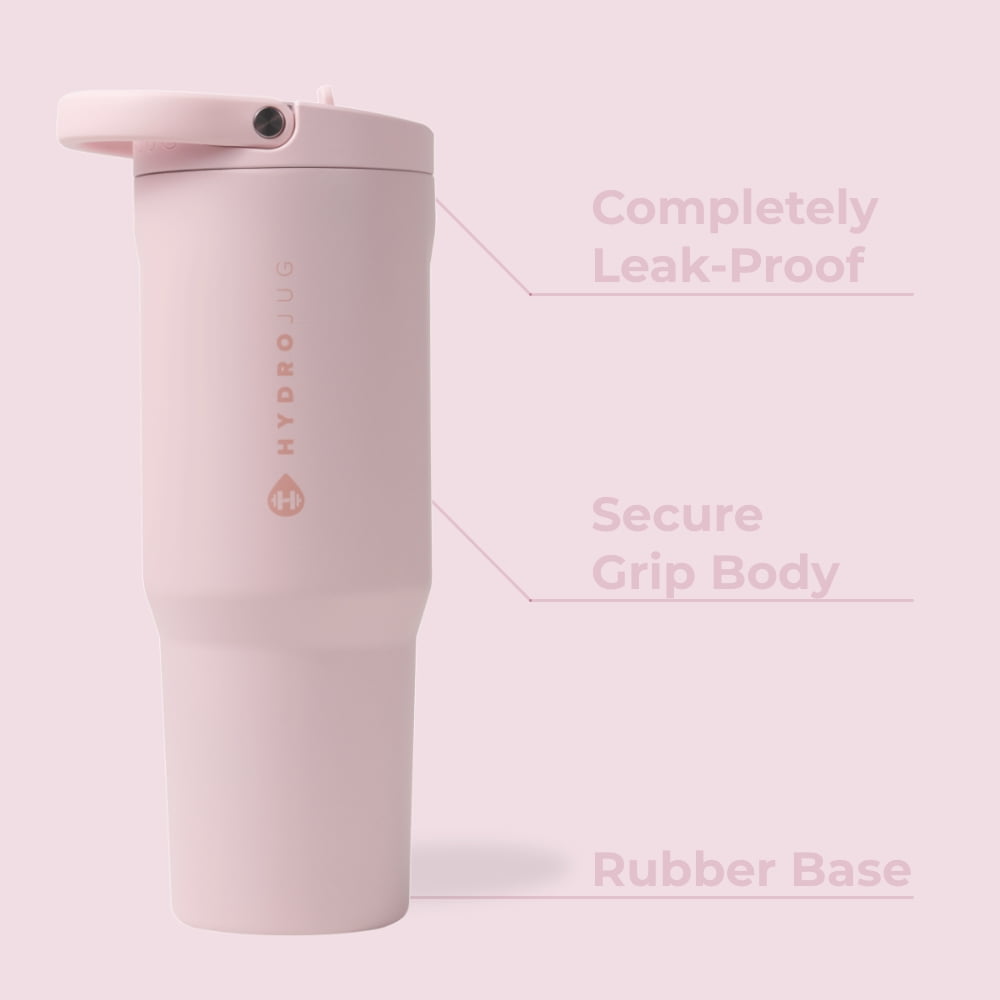 HydroJug Sport Insulated Stainless Steel Tumbler with Flip Straw (Pink Sand, 40 oz) iwcwr