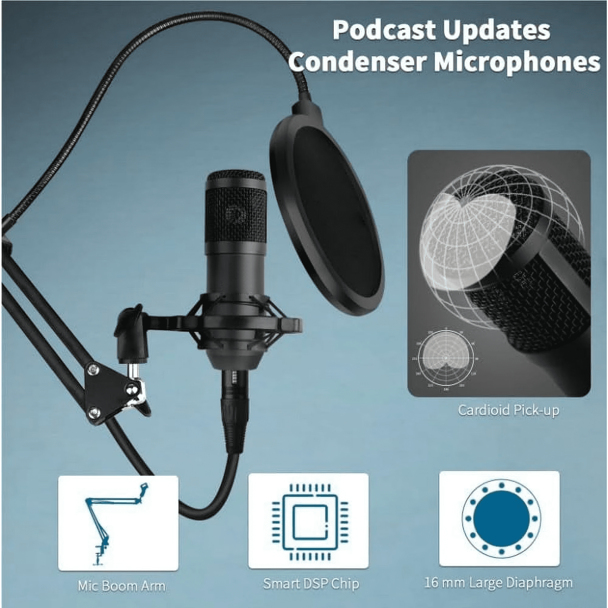 CATGOOD Podcast Equipment Bundle for 2, Audio Interface with Voice Changer and Dual Studio Microphones (Black, 1 Set) dczx8