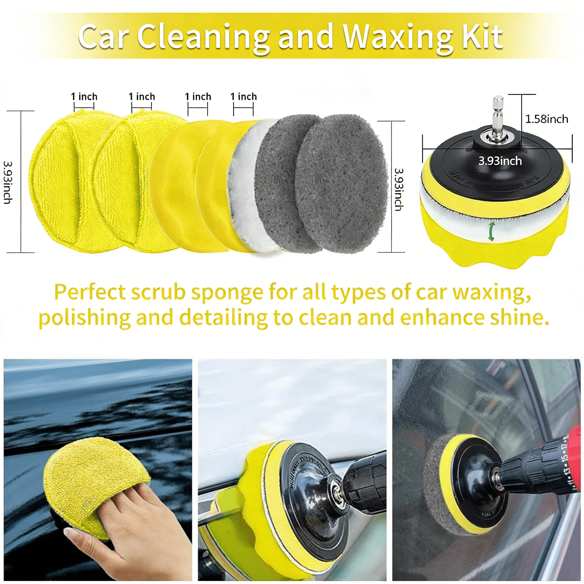 STORGENER 35-Piece Car Detailing Kit, Professional Auto Cleaning Brush Set for Interior, Exterior, and Wheels (Yellow, 35-Piece Set) 3zawh