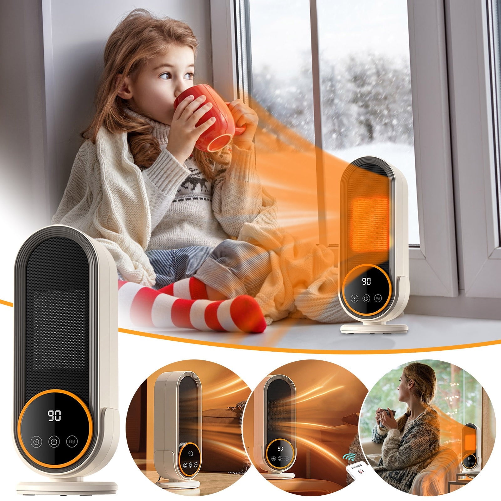 HOZVOMI Portable Space Heater, Energy Efficient Electric Desk Heater with Overheat Protection (4.7 x 5.1 x 10.2 in) d0xkn