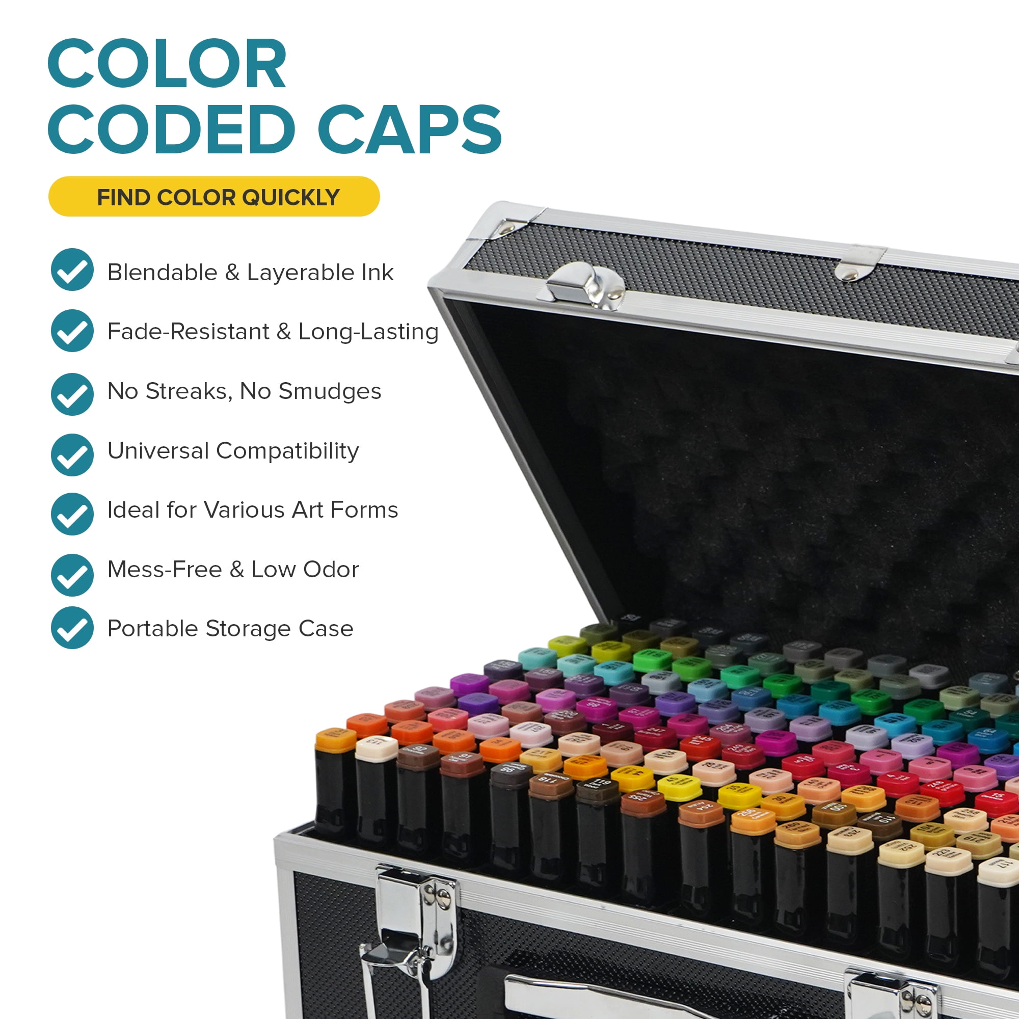 Artist Concepts Dual Tip Alcohol Markers Professional Art Coloring Set (Assorted Colors, 160 Count) i4td1