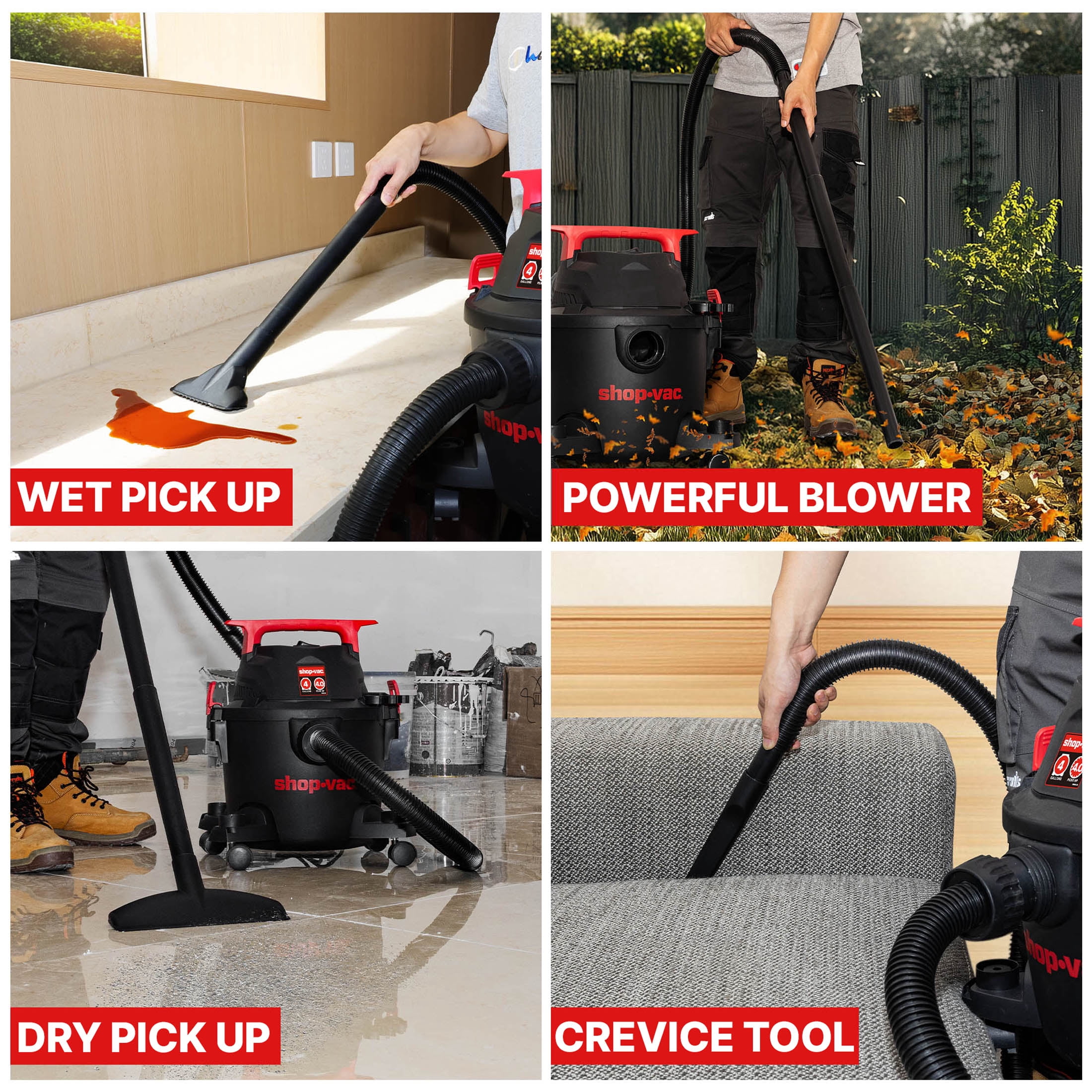 Shop-Vac Wet Dry Vacuum Cleaner with 4 Gallon Tank and Onboard Tool Storage (Black, 4 Gallon) vmoik