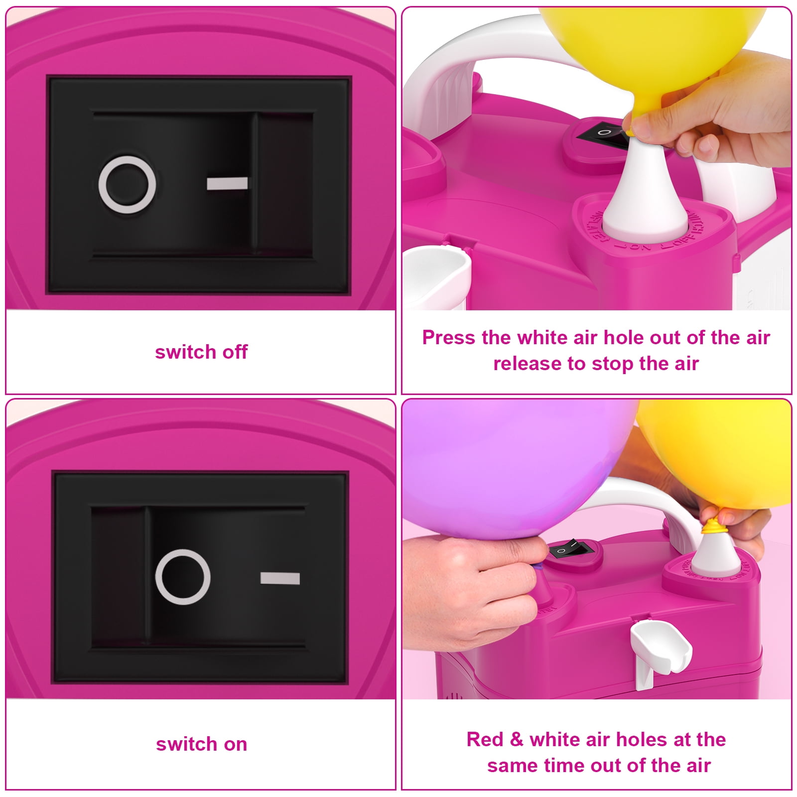 ID IDAODAN Electric Balloon Pump Dual Nozzle Inflator for Party Decorations (Red, 6.1 x 4.53 x 4.92 in) bzhtl