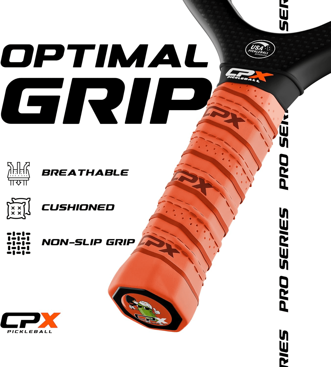 CPX Pickleball Pro Carbon Fiber Paddle (Black, 19mm Honeycomb Core) njp89