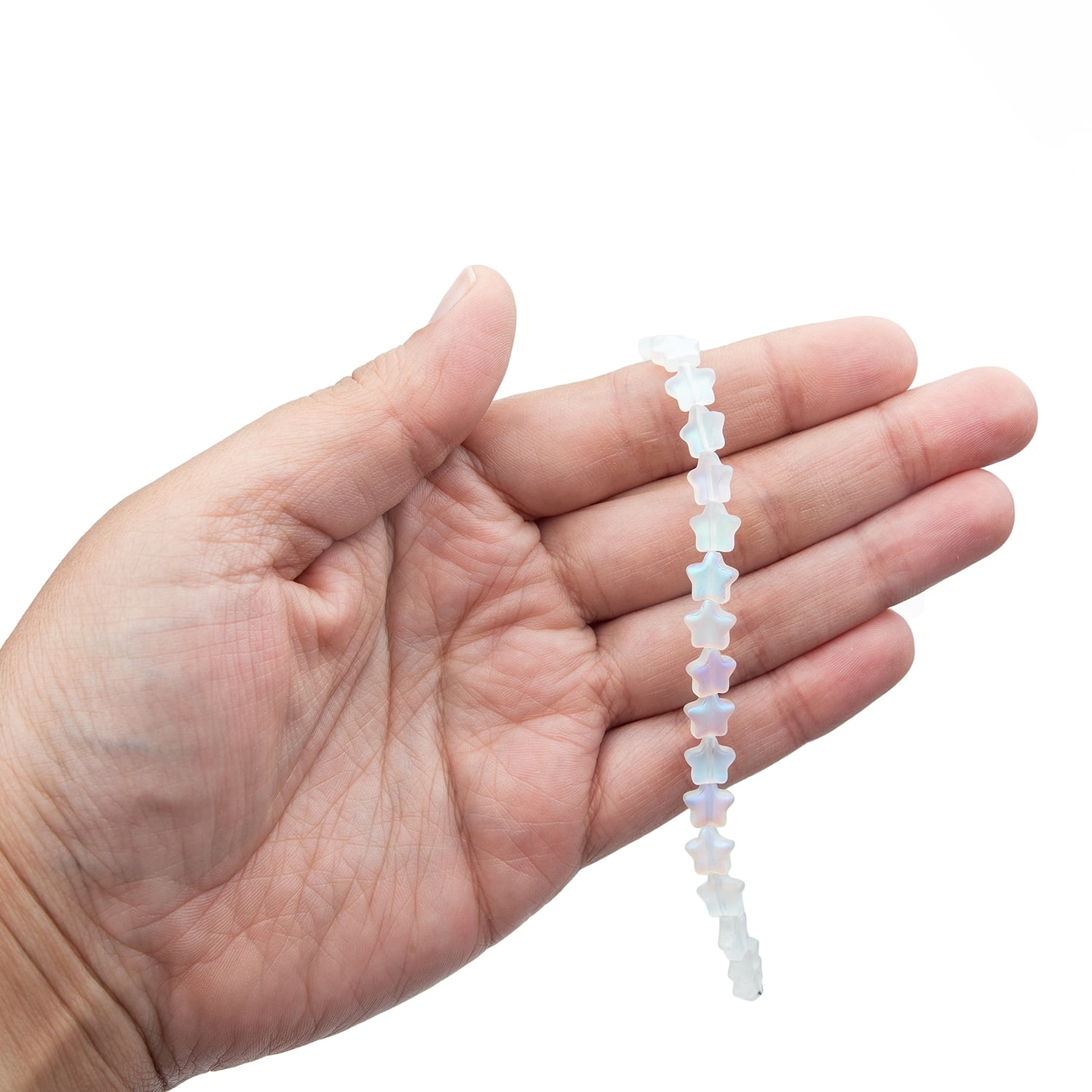 CousinDIY Frosted Opalescent Star Glass Beads for Jewelry Making (Clear, 2 Pack, 7.5 in Strand) a6d47