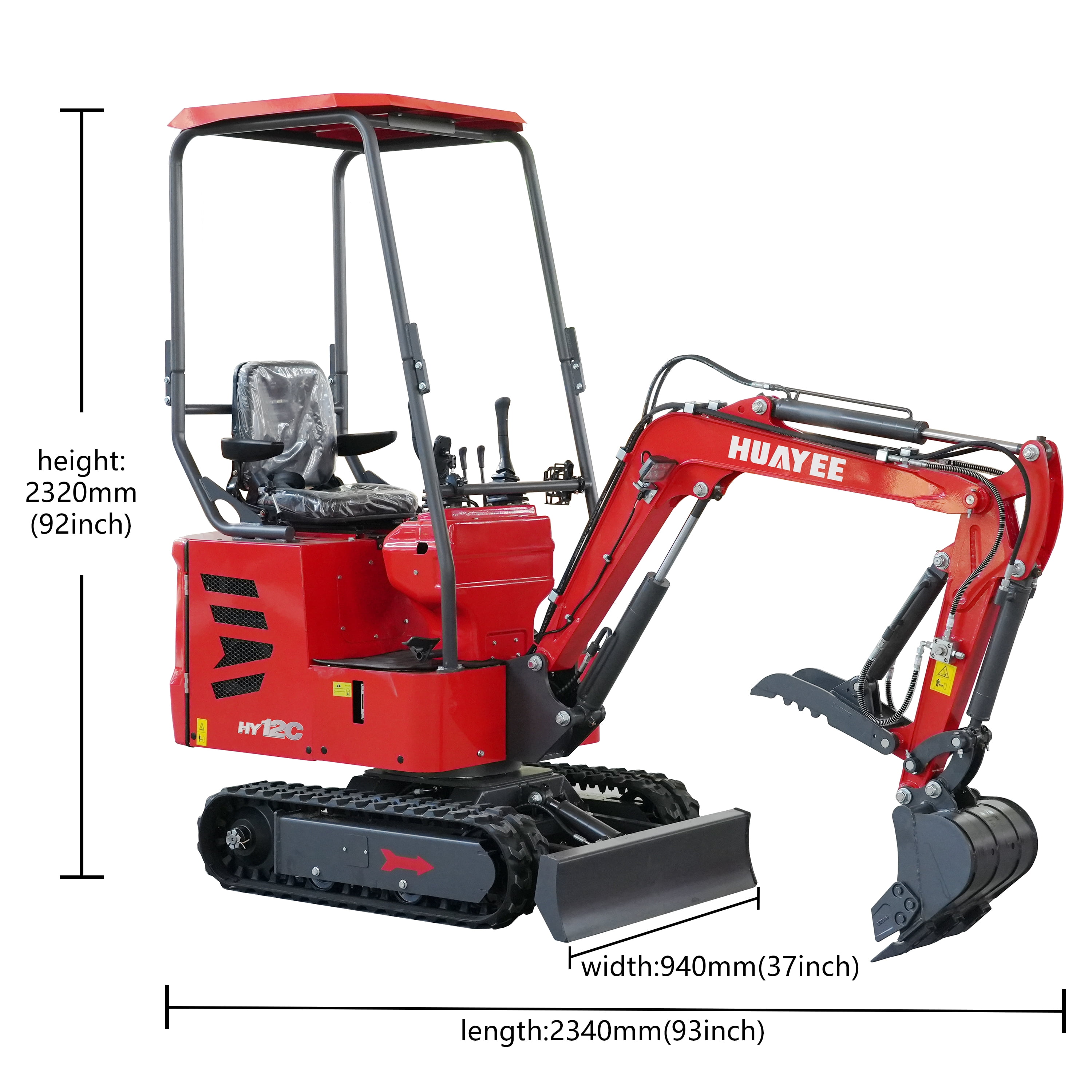 HUAYEE HY12C Mini Excavator with Hydraulic Thumb and 13.5 HP EPA Gasoline Engine (1.2 Ton, 31.5 in Bucket) utyy3