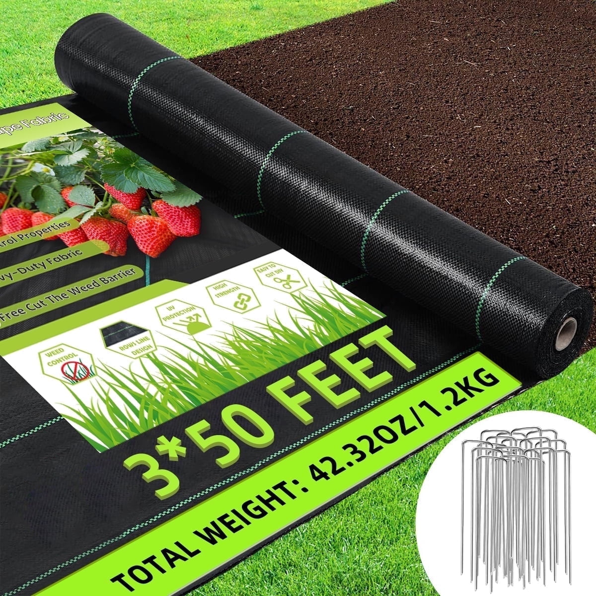 Xueyu Heavy Duty Weed Barrier Landscape Fabric (Black, 3 ft x 50 ft) 485b5