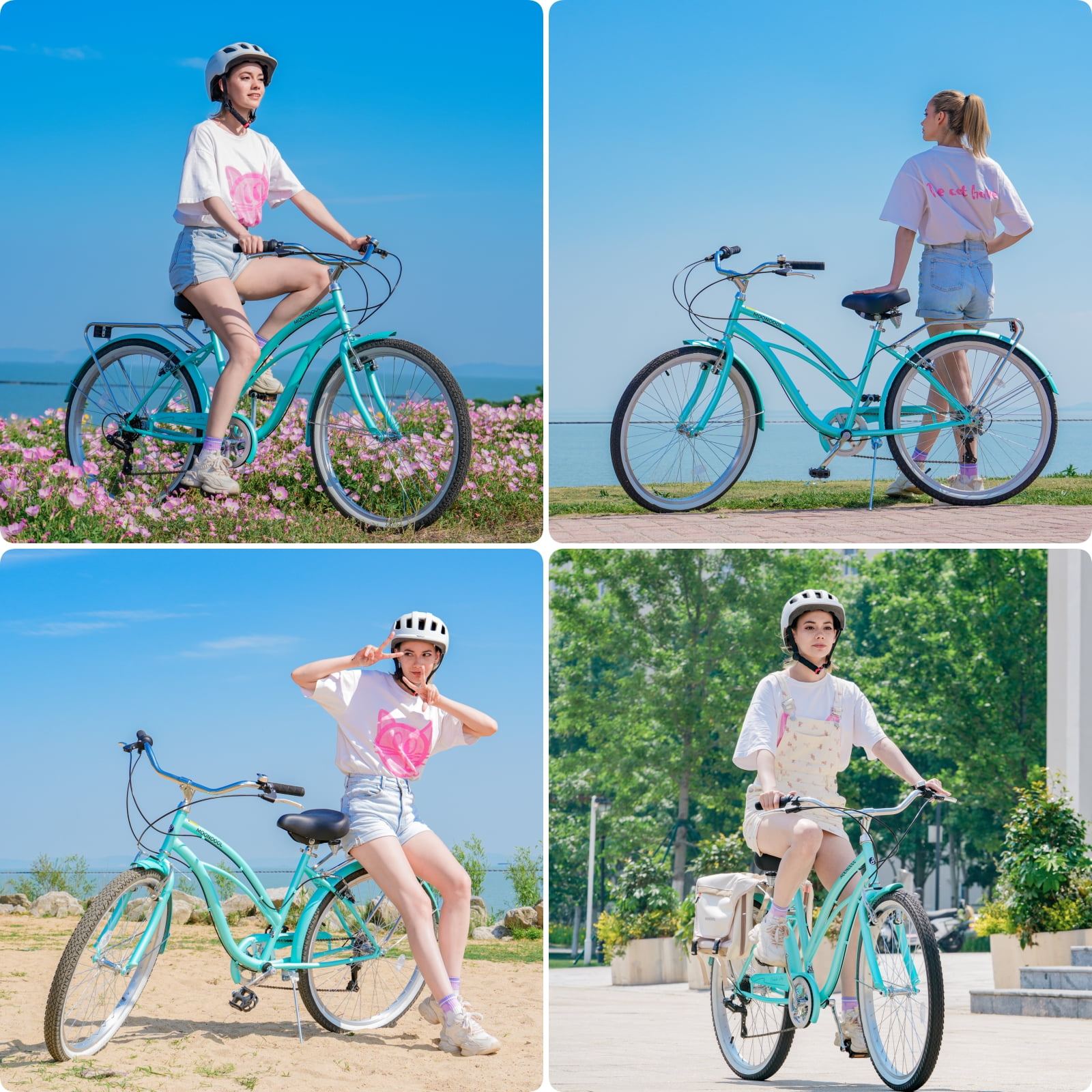 Lilypelle 7-Speed Beach Cruiser Bicycle, Ergonomic Step-Through Commuter Bike (Blue, 26 in) sdsa8