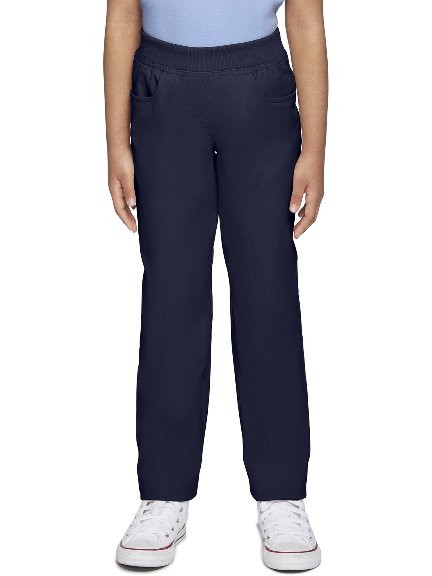 Wonder Nation Girls School Uniform Stretch Twill Pull On Pants (Navy, Size 4-16) tz5hh
