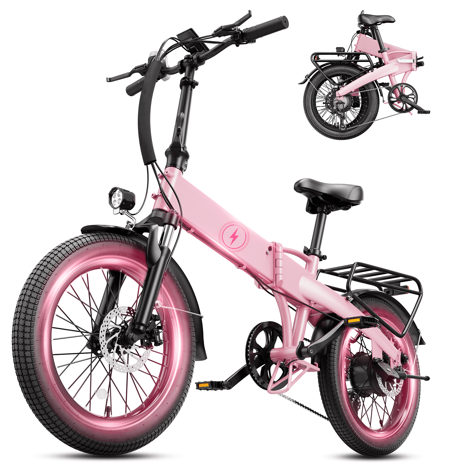 YareYi Electric Bicycle for Adults, Folding E-Bike with 750W Motor, 48V Battery, 25 MPH Speed (Pink, 20 in) ufsul