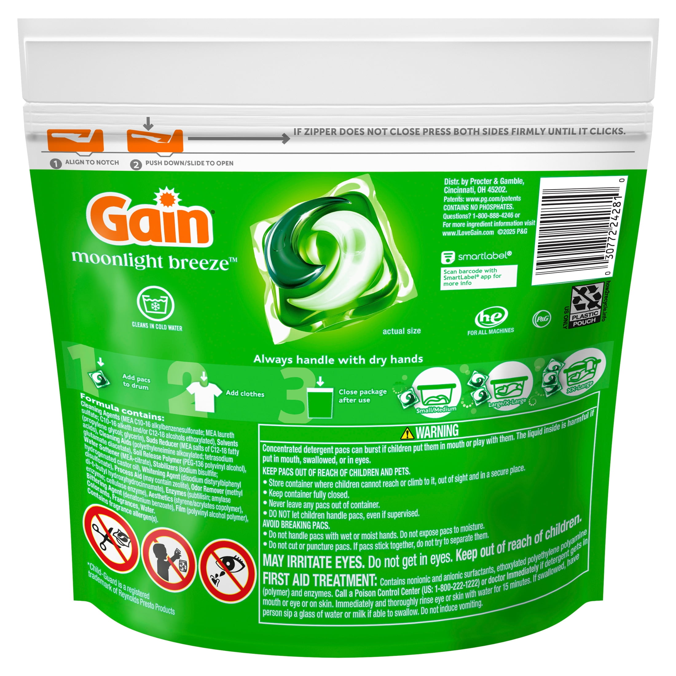 Gain Flings Laundry Detergent Pacs, 4-in-1 Oxi Boost and Febreze, Moonlight Breeze Scent (12 Count) trko2