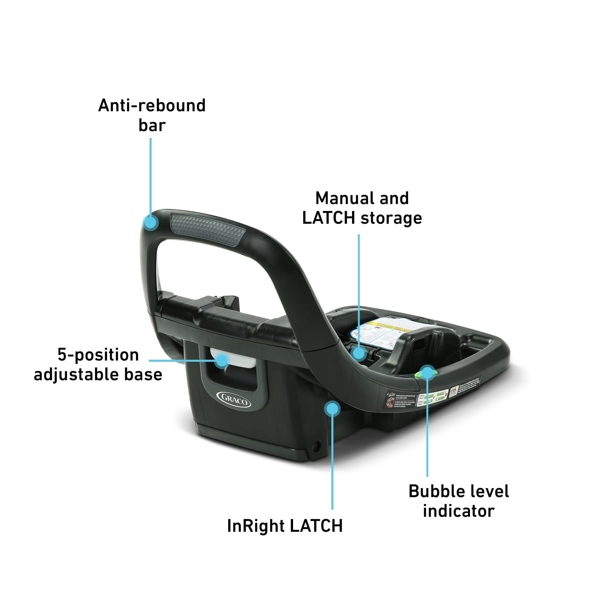 Graco SnugRide SnugFit Infant Car Seat Base with Anti-Rebound Bar (Black, 1 Count) efzwt