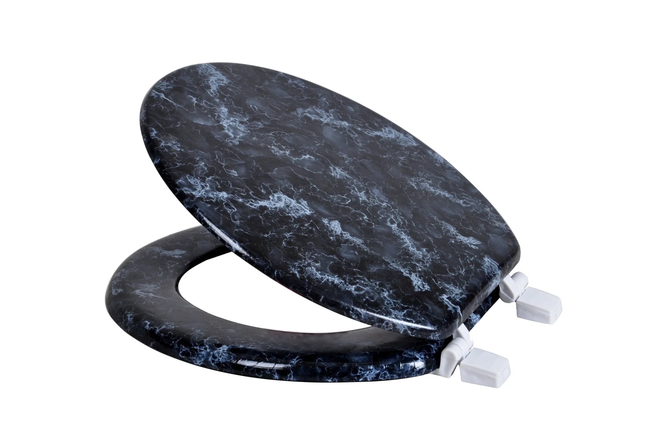 American Dream Home Goods Heavy Duty Round Toilet Seat with Quick-Attach Hardware (Black, Standard Round) w487c