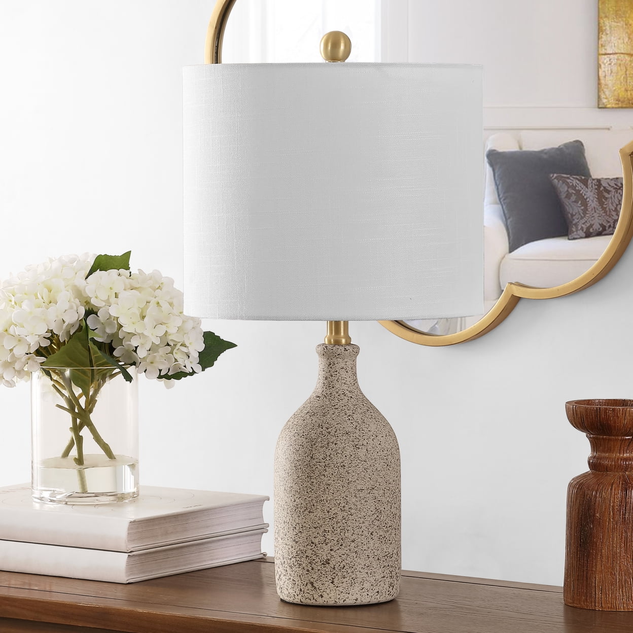 Safavieh Gunnar Textured Ceramic Table Lamp with LED Bulb (Grey, 23 in.) 81gjq