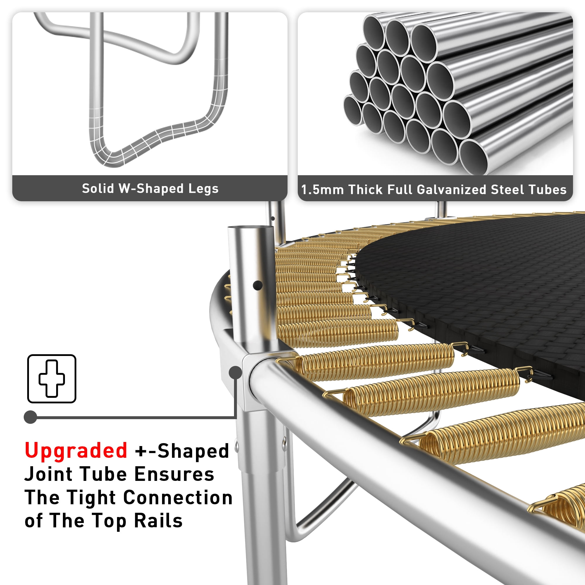 Jump Into Fun Outdoor Trampoline with Enclosure and Basketball Hoop (Black, 16 ft) e35vq