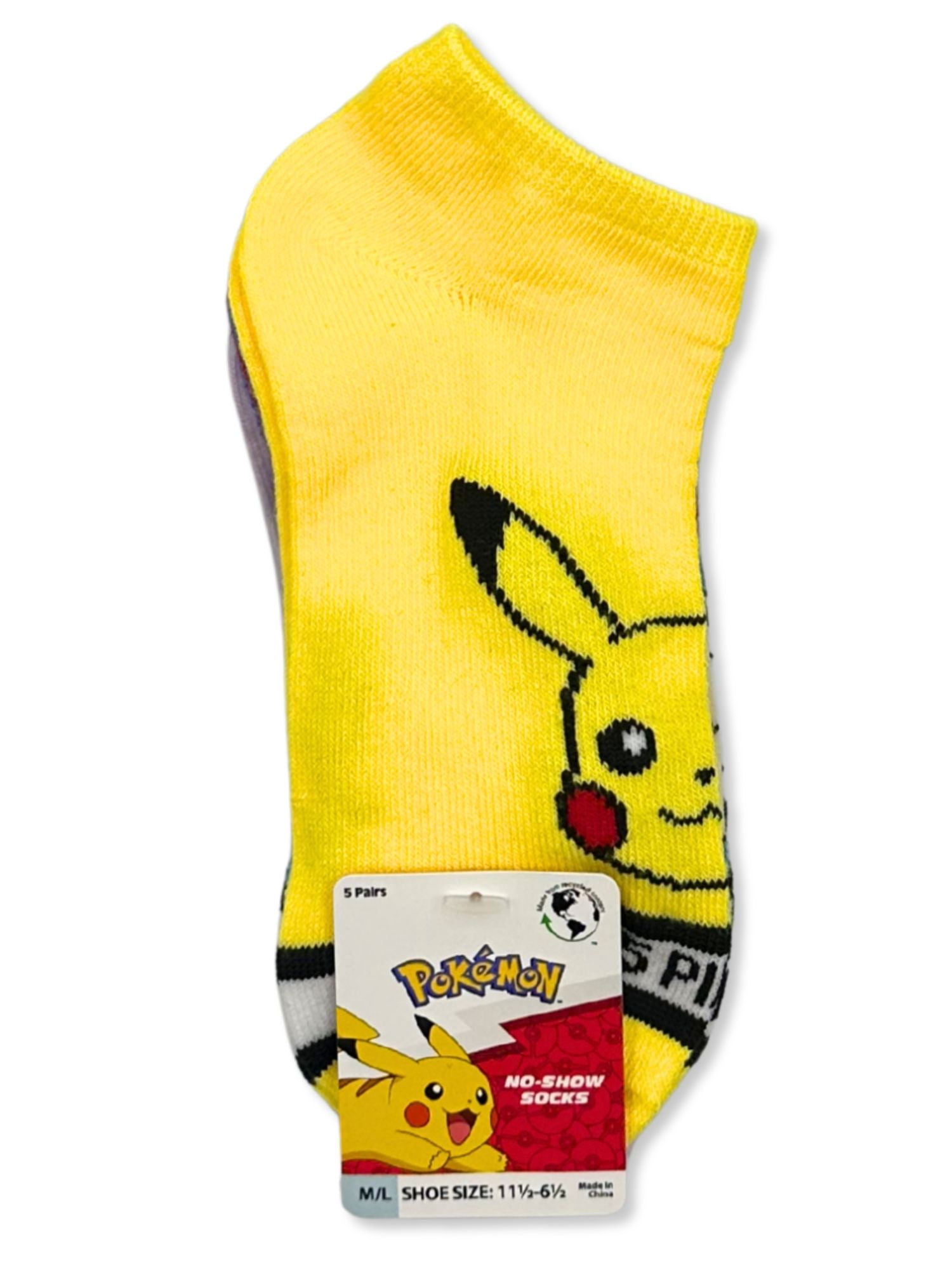 Pokémon Boys No-Show Socks, Comfortable Athletic Footwear, Multi-Character Design (5-Pack, S/M-M/L) yogxj