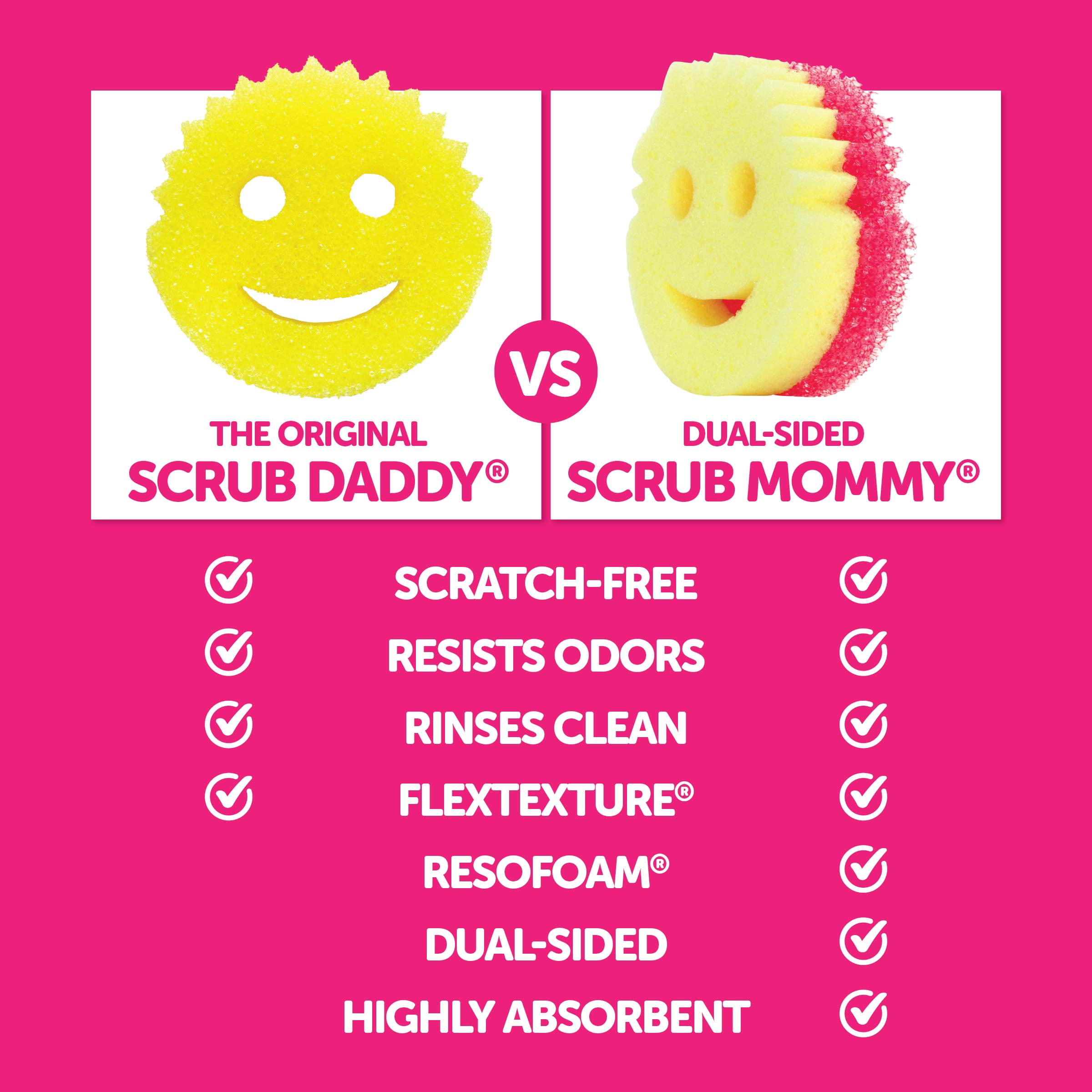 Scrub Daddy Scrub Mommy Dual-Sided Scratch-Free Cleaning Sponge (Pink, 1-Pack) m9qrx