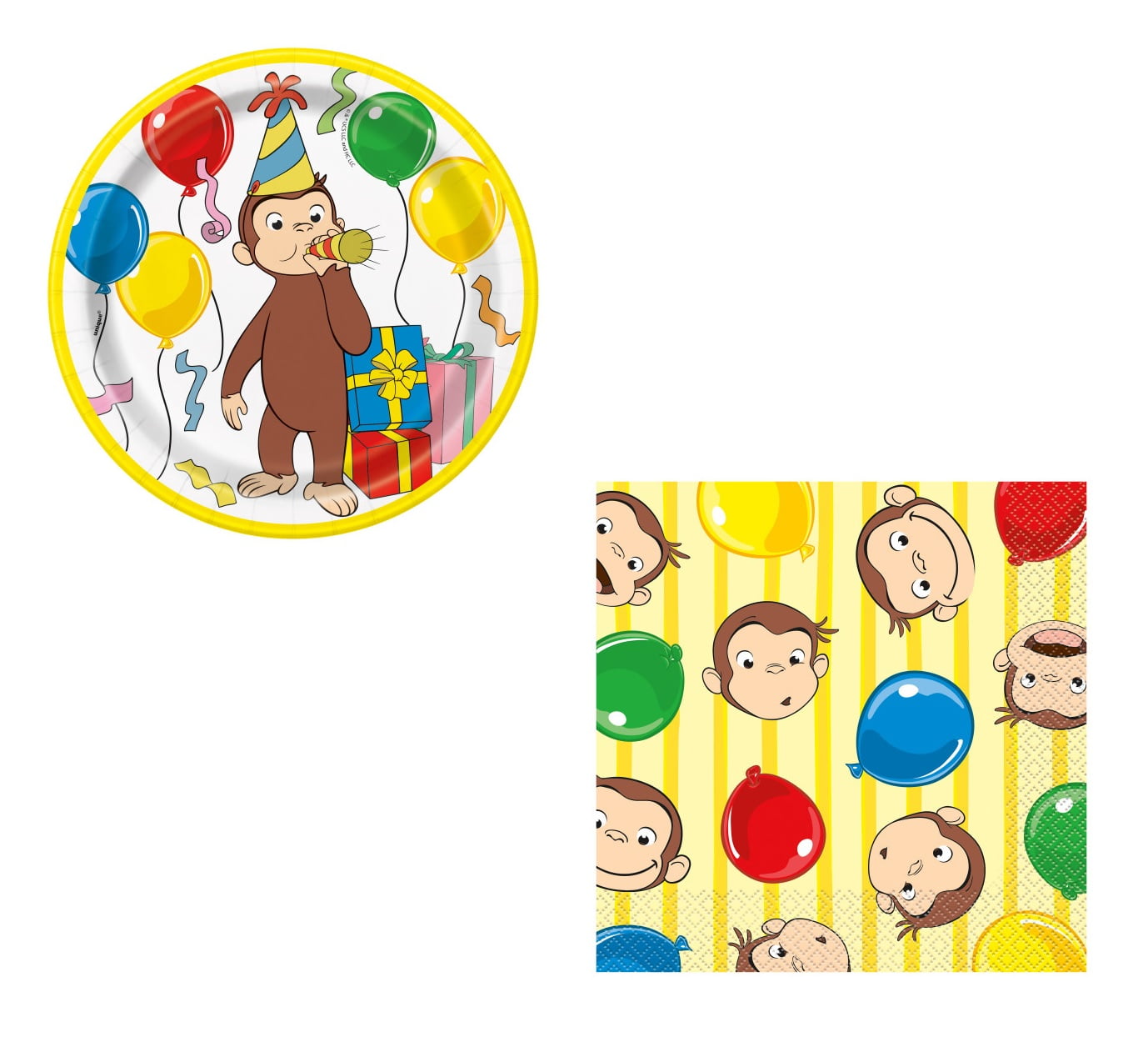 Unique Curious George Birthday Party Supplies Set (16-Piece Tableware and Decoration Bundle) wv096
