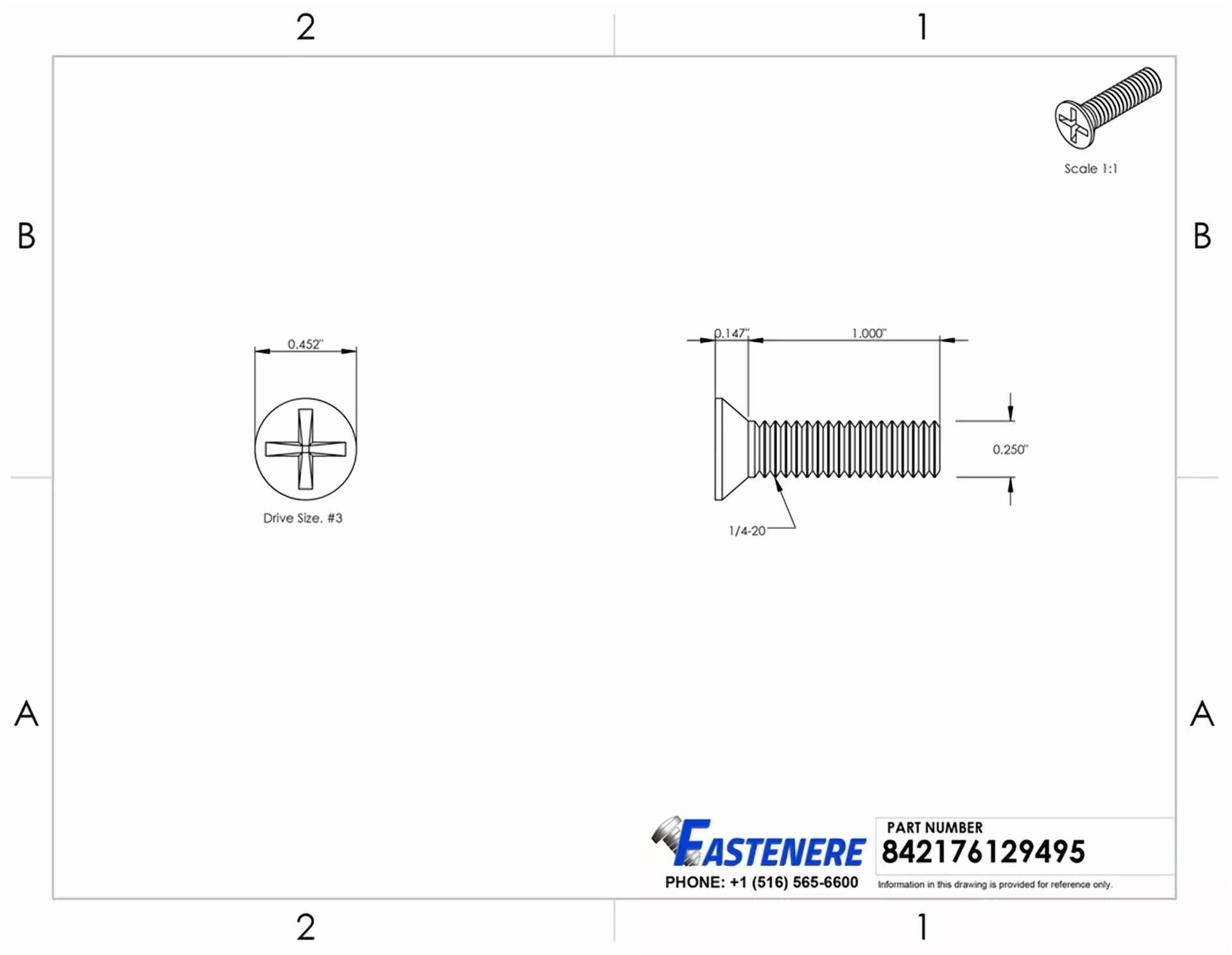 YANI 1/4-20 x 1 in Flat Head Machine Screws, Phillips Drive, Stainless Steel (50 Pack) 2639b