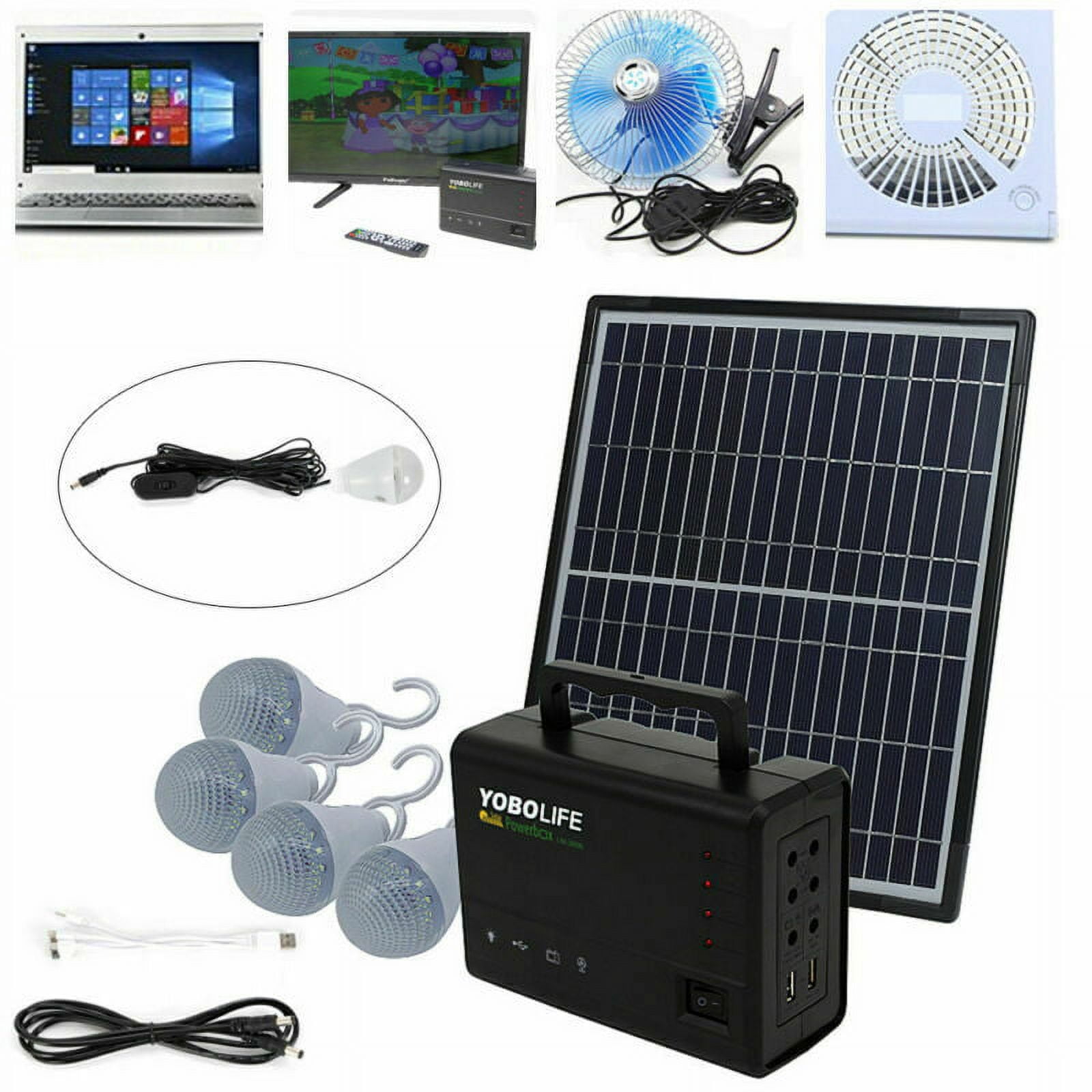 Generic Portable Solar Power Generator Kit with Battery Pack and 4 LED Bulbs (1 Kit) chczt