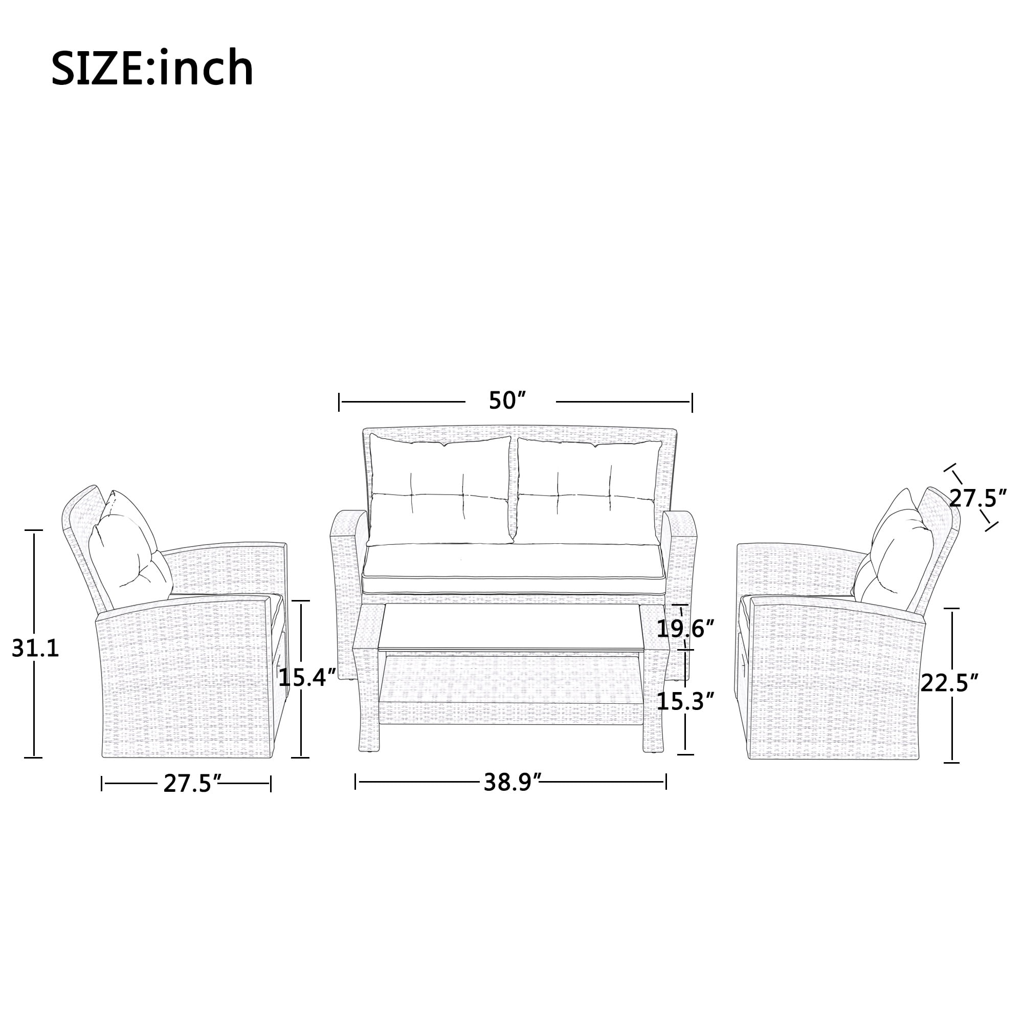 Enyopro 6-Piece Outdoor Patio Furniture Set with 32-inch Fire Pit, All-Weather PE Rattan Conversation Seating (Gray) ba7a8