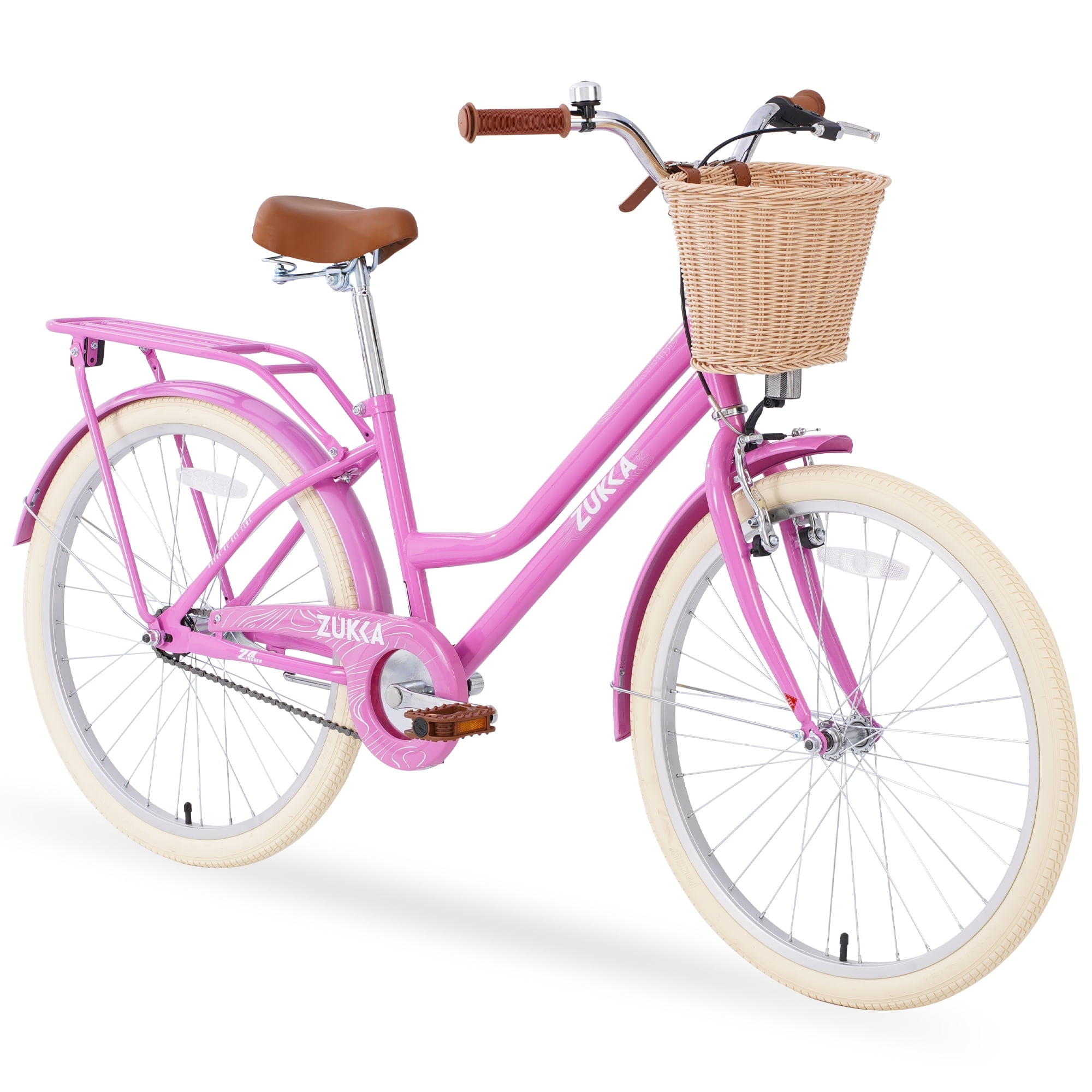Cirayno 24 in Beach Cruiser Bike for Women, Single Speed Steel Frame City Bicycle (Purple, 24 in) 04onn