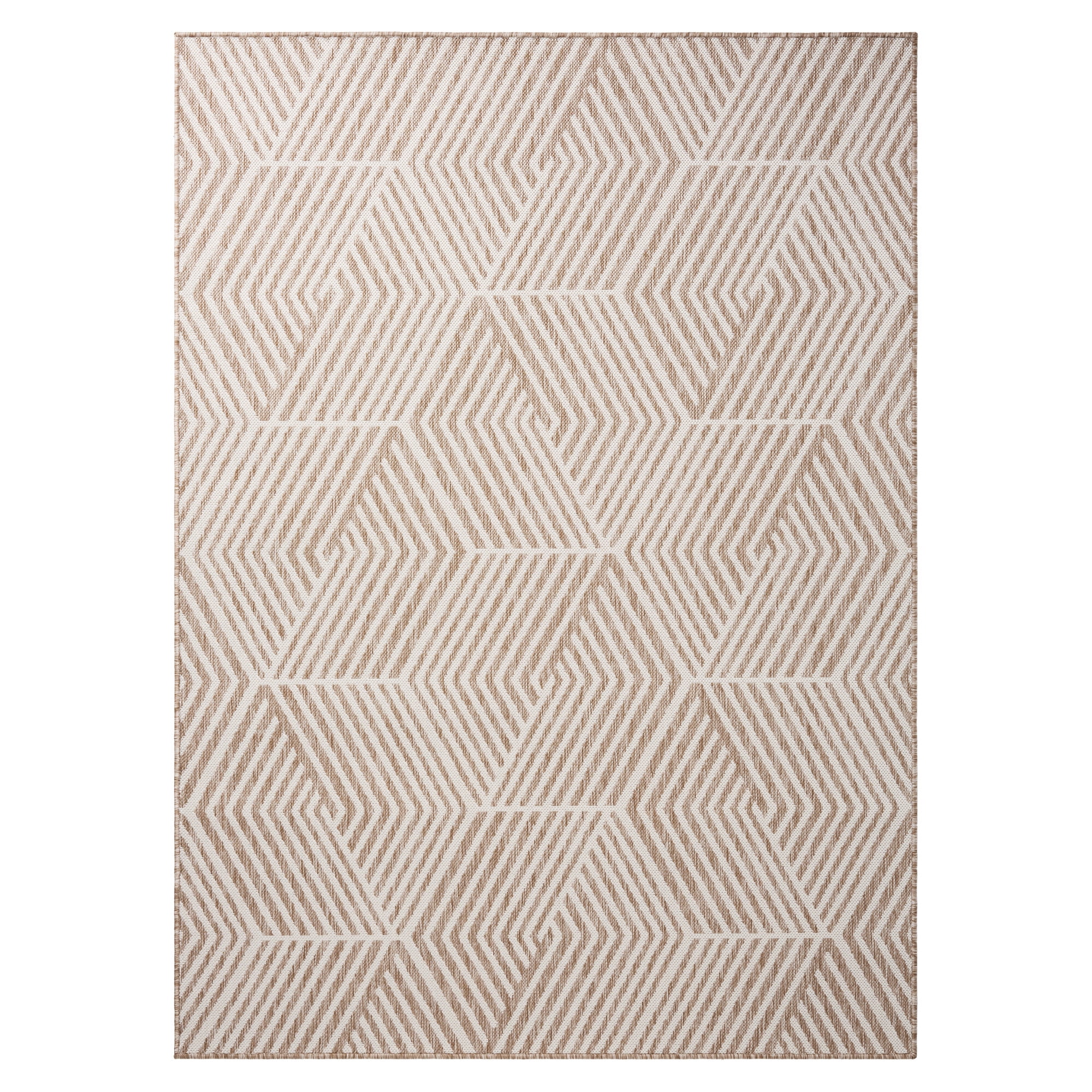 Nicole Miller New York Patio Country Ombre Geo Indoor Outdoor Area Rug (Beige/Cream, 3 ft 11 in x 5 ft 2 in) k6d80