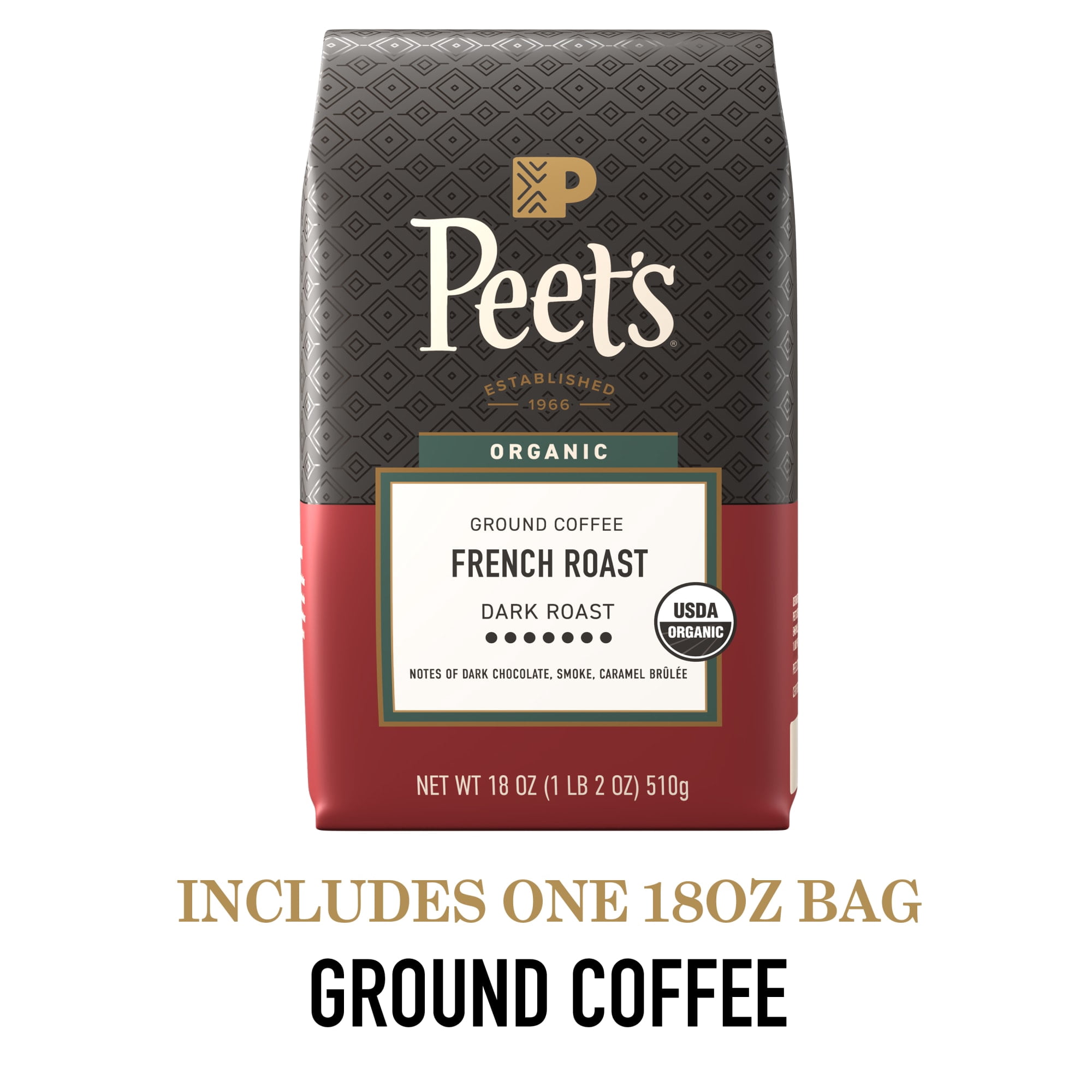 Peet's Coffee Organic French Roast Dark Roast Ground Coffee (18 oz) r0ukb