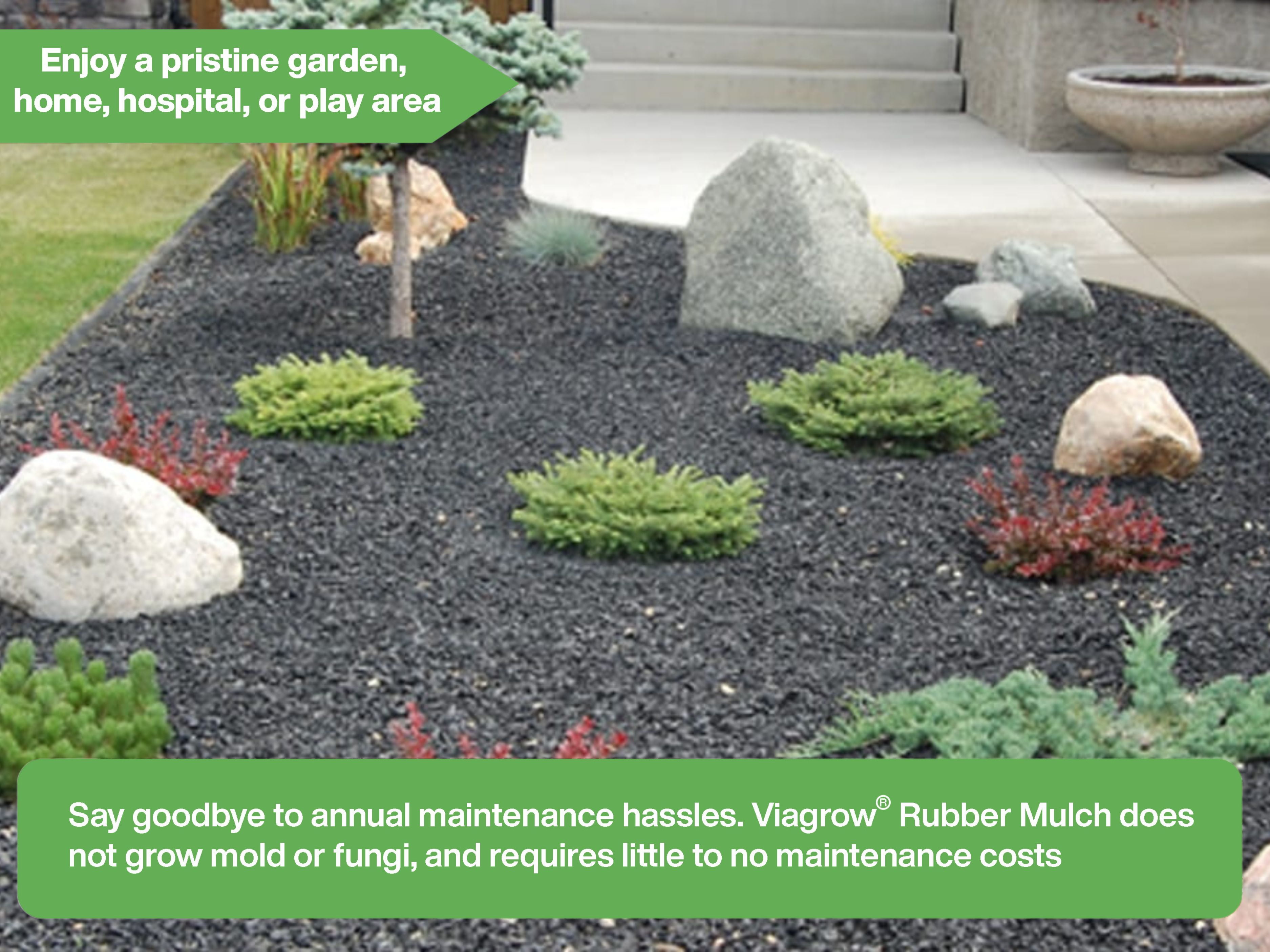 Viagrow Rubber Playground and Landscape Mulch, Durable Recycled Rubber for Gardens and Play Areas (Silver, 1.5 cu ft) vx3il