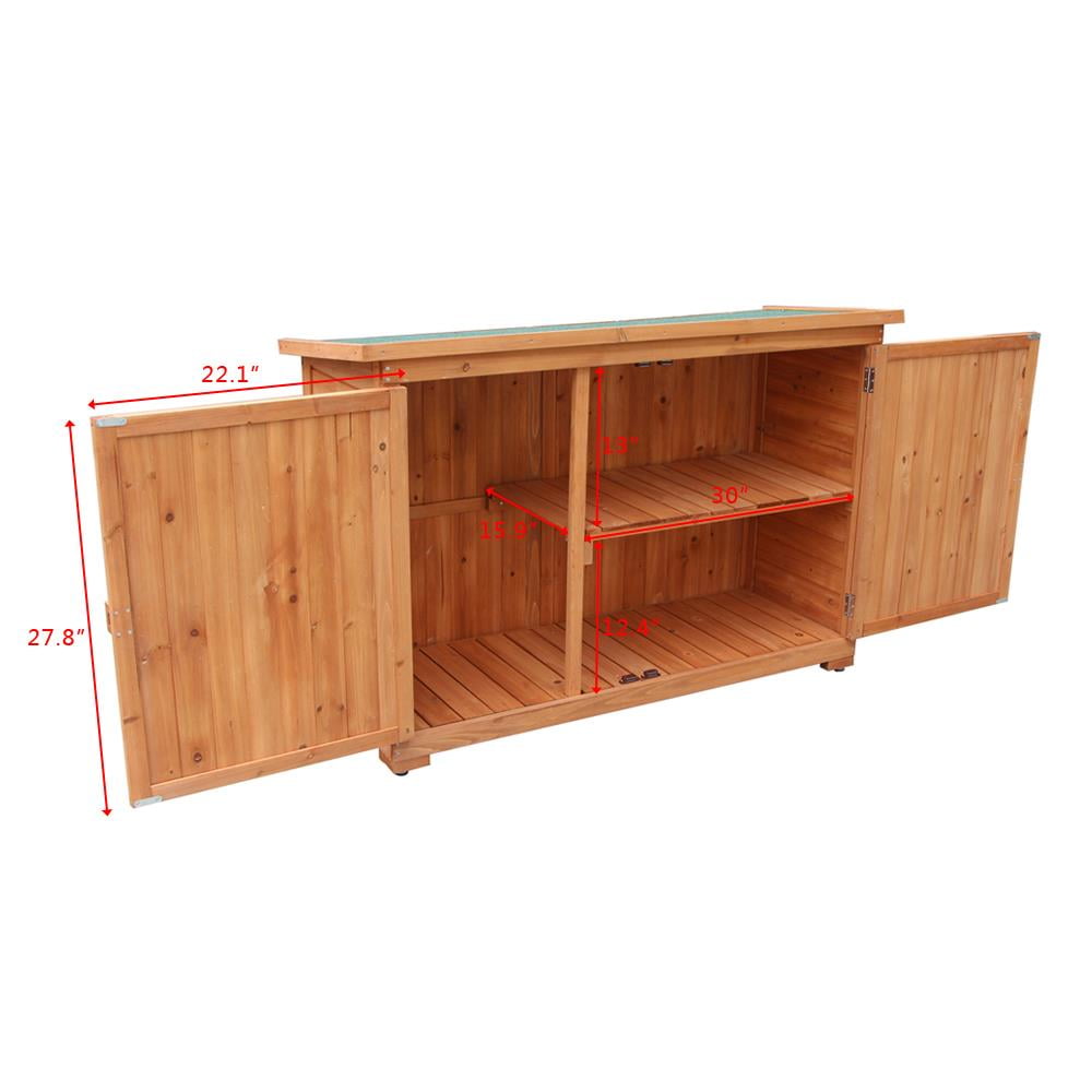 Ktaxon 38 in Wooden Outdoor Storage Cabinet with Double Doors and Asphalt Roof (Brown) e62j8
