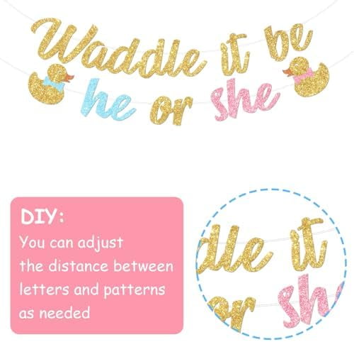 Duck Gender Reveal Party Decoration Set with Backdrop Banner Cake Toppers and Balloons (Blue and Pink, 1 Set) nxeic