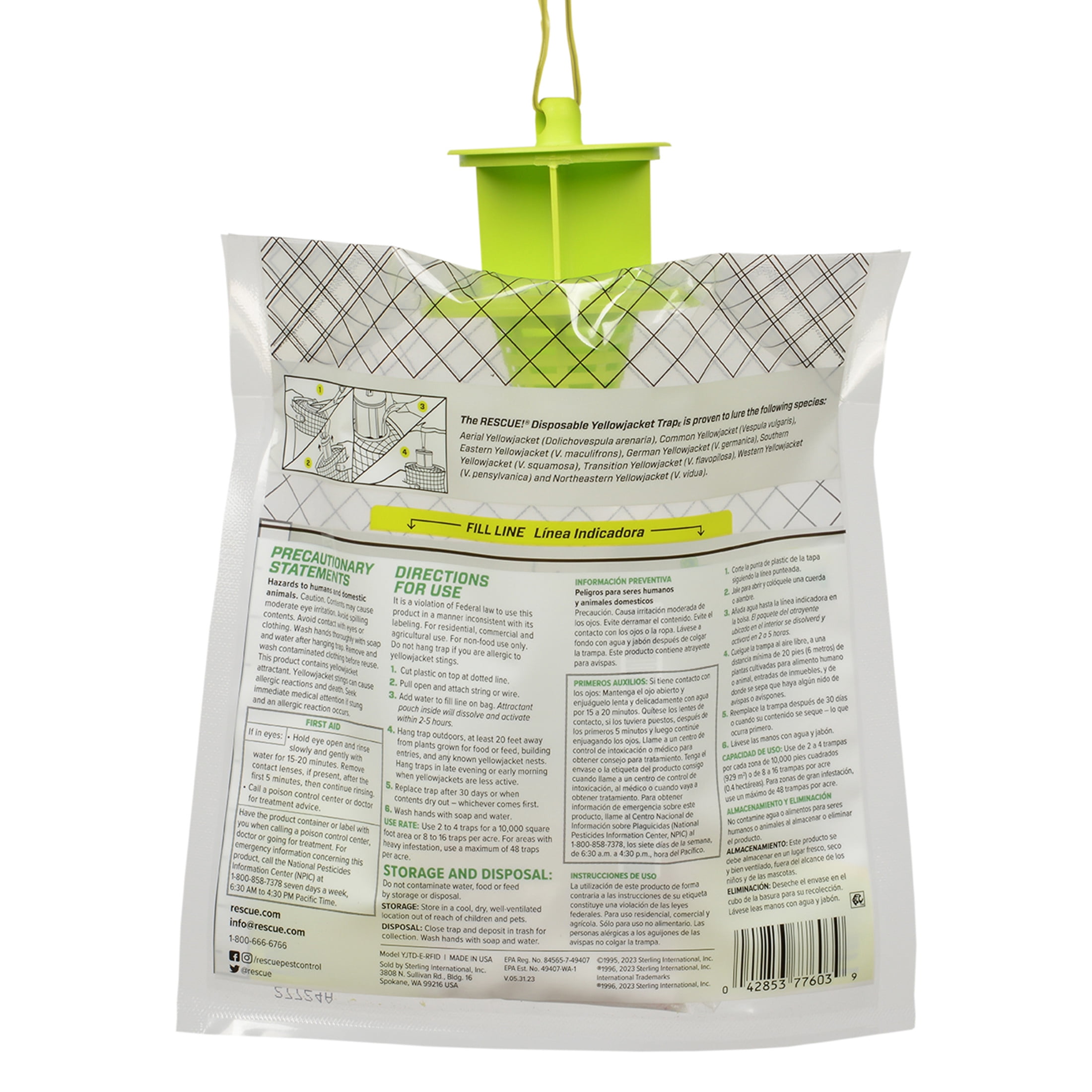 RESCUE! Yellow Jacket Disposable Trap (Outdoor Pest Control, 1 Pack) pk7by