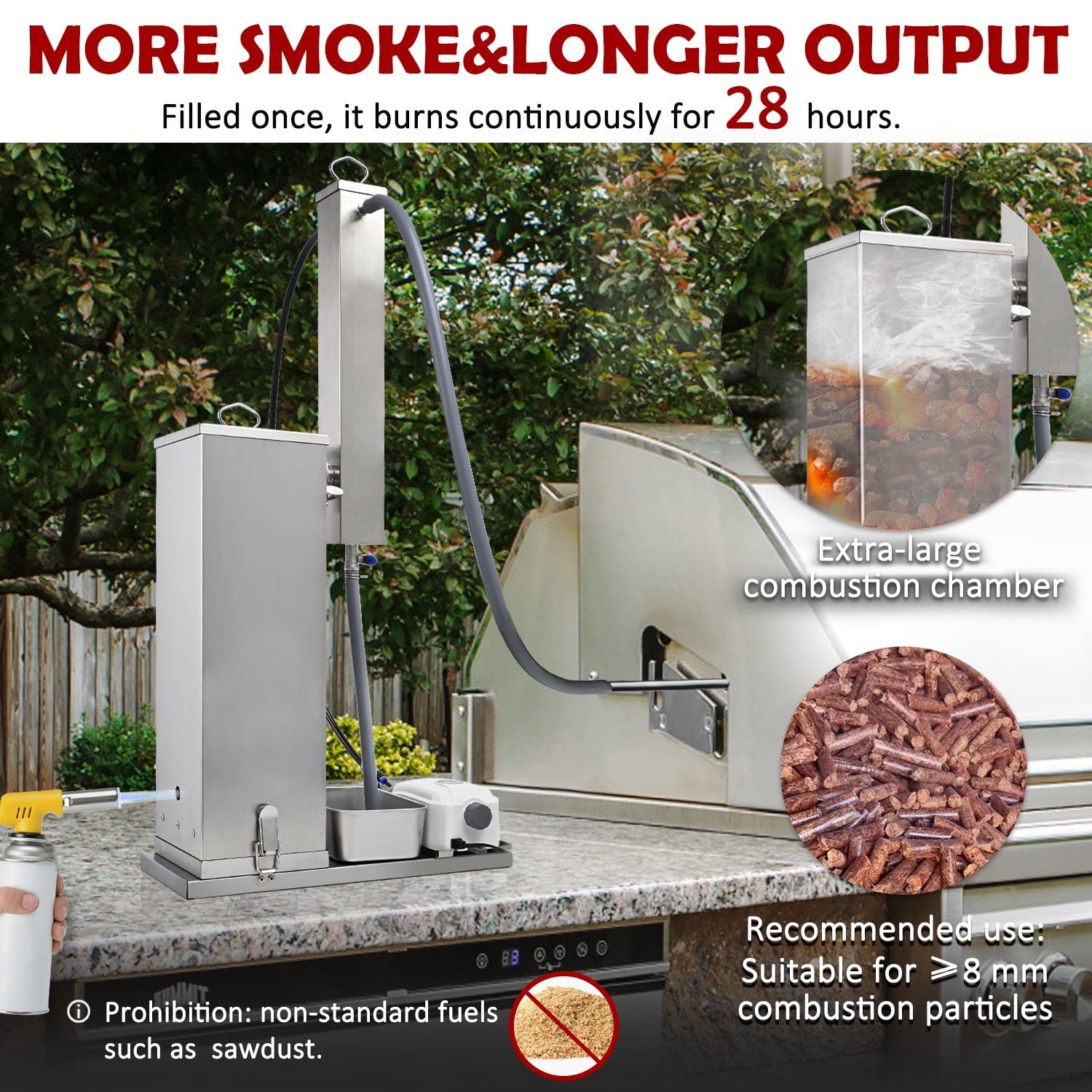 Supllueer Electric Cold Smoke Generator for BBQ Grilling and Smoking (Silver, 10 Liter Capacity) hlx36