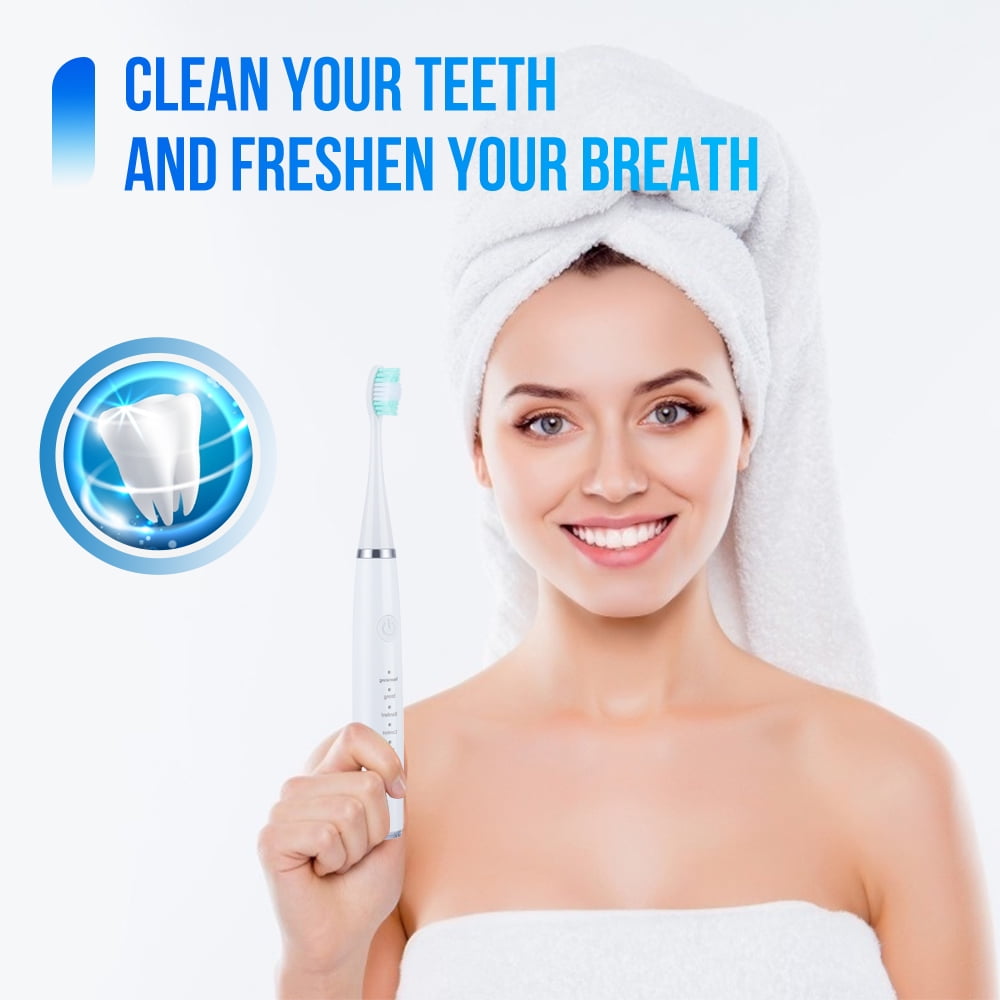 KIBVOE Electric Sonic Teeth Cleaning Kit, Tartar Plaque Remover with LED Light (White, 1 Kit) 02vmb