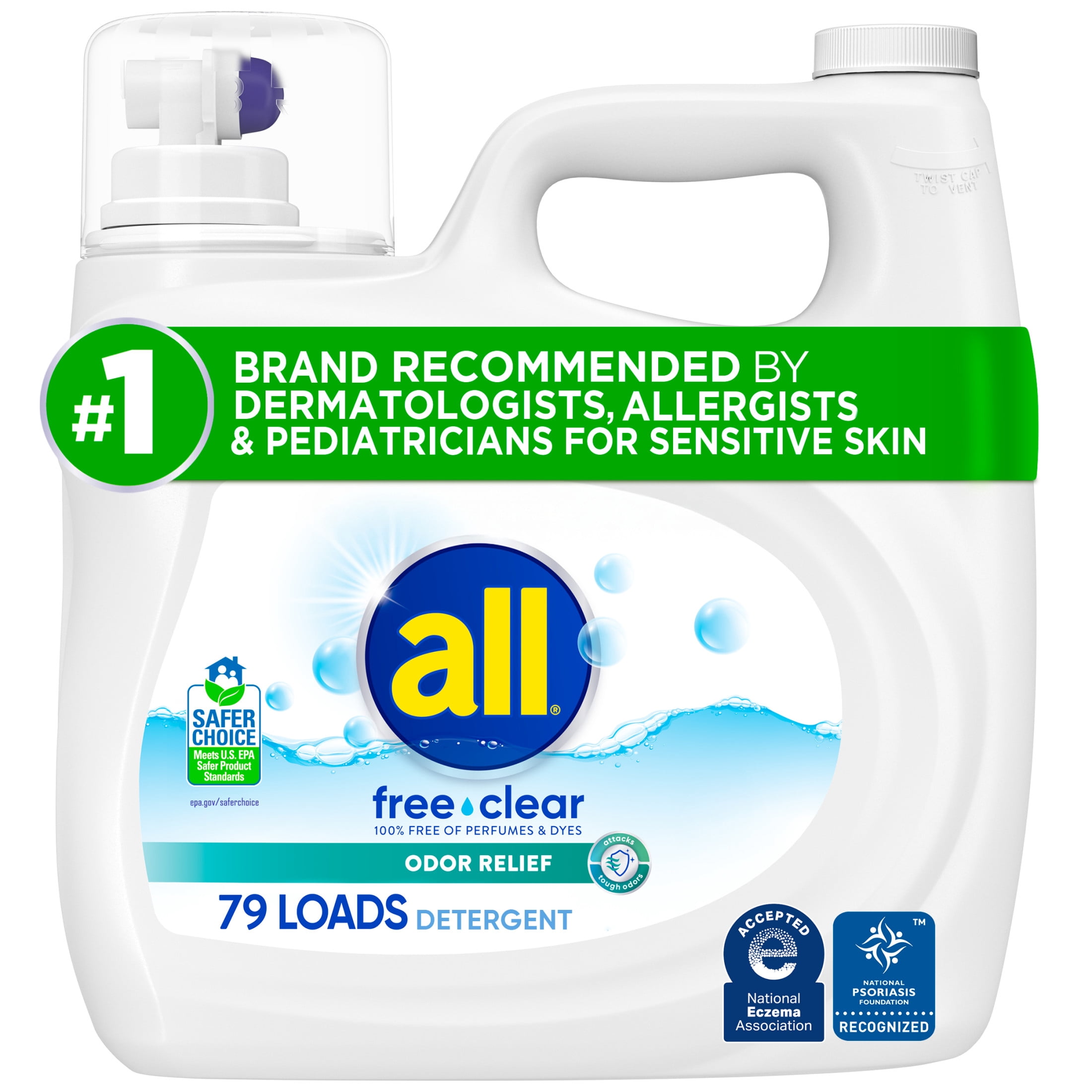 all Free Clear Liquid Laundry Detergent, Odor Relief for Sensitive Skin (Clear, 118 oz) nrke5