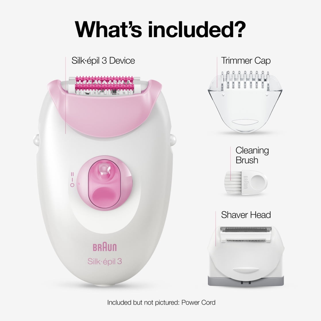 Braun Silk-epil 3 3-270 Epilator for Women, Long-Lasting Hair Removal System (White/Pink) oa4p6