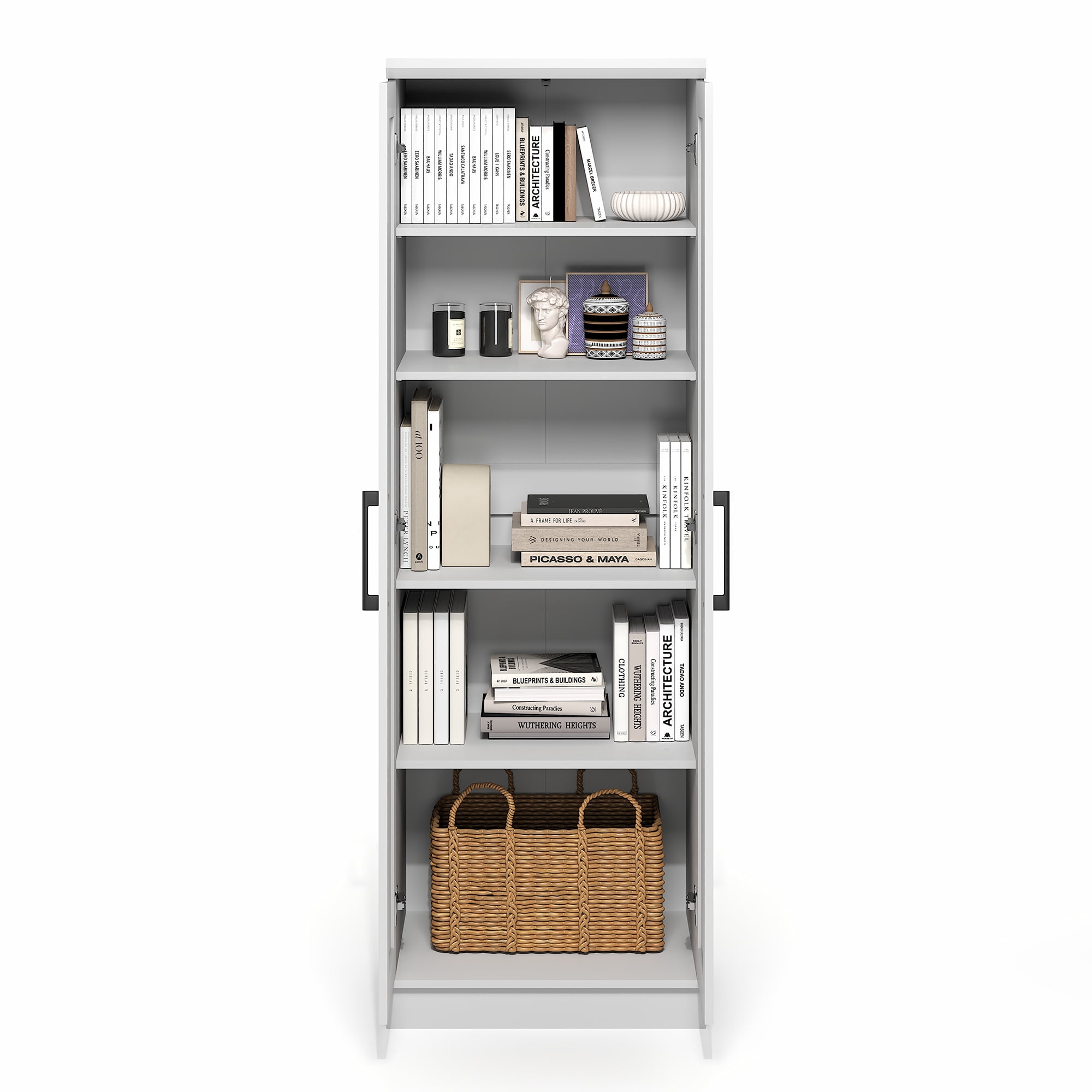 Furinno Robin Kitchen Storage Cabinet with 2 Doors (White, 23.31 in W x 71.18 in H) w5ht4