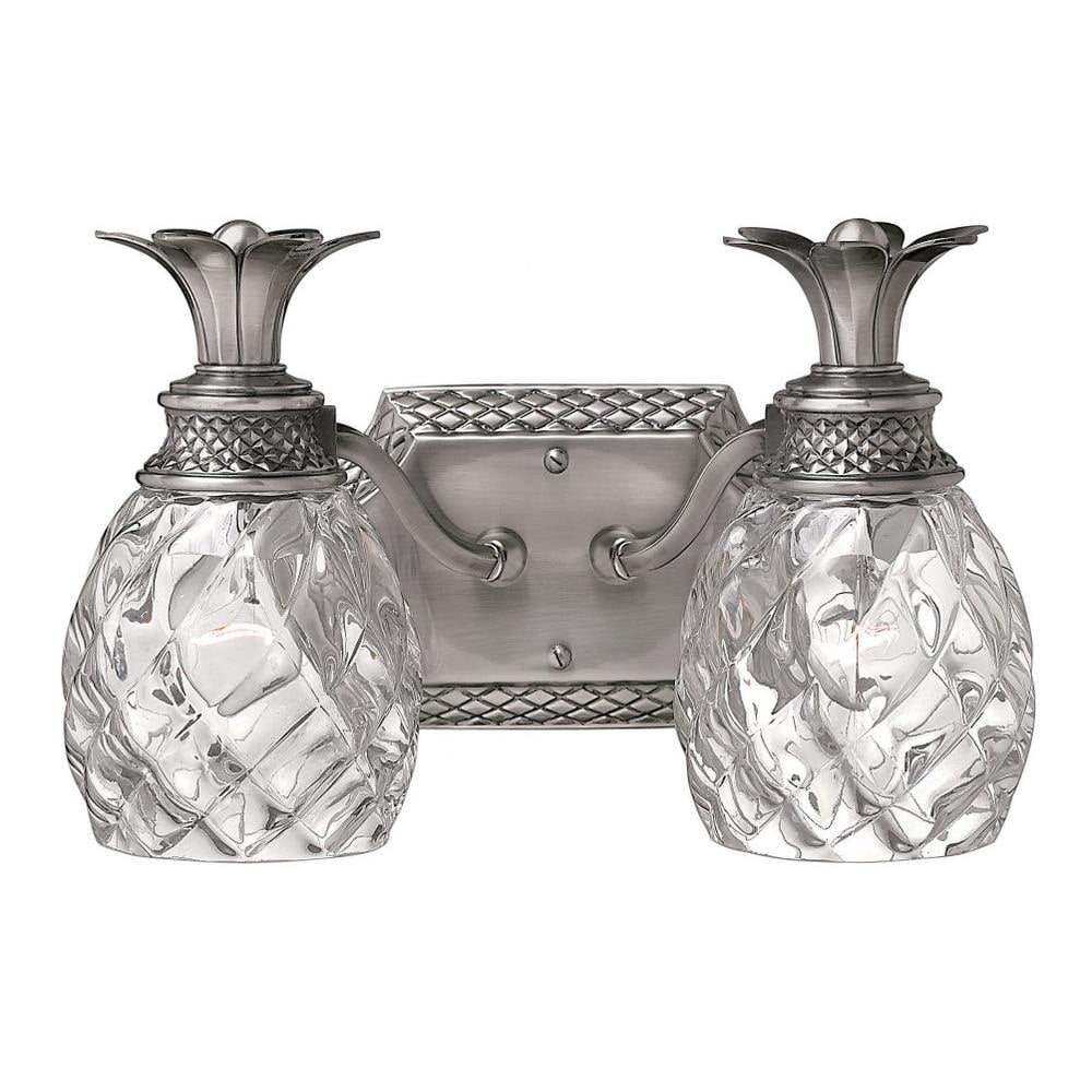Bailey Street 2-Light Bathroom Vanity Fixture Traditional Glam Wall Sconce (Polished Antique Nickel, 13 in Wide) hf4gv
