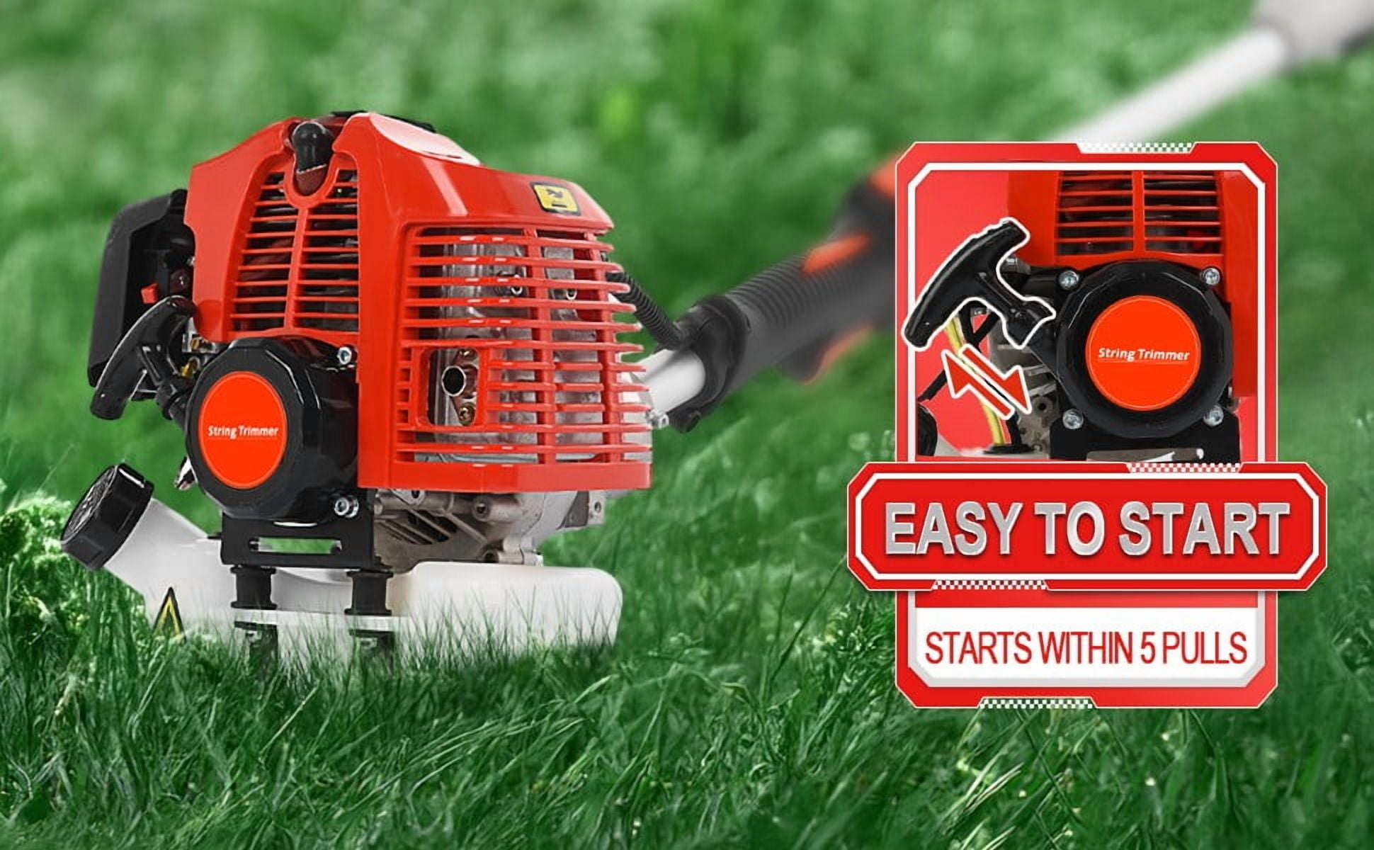 WETS 52CC 2-Cycle Gas String Trimmer, 5-in-1 Multi-Functional Brush Cutter and Hedge Trimmer (Red, 52CC Engine) pdli0