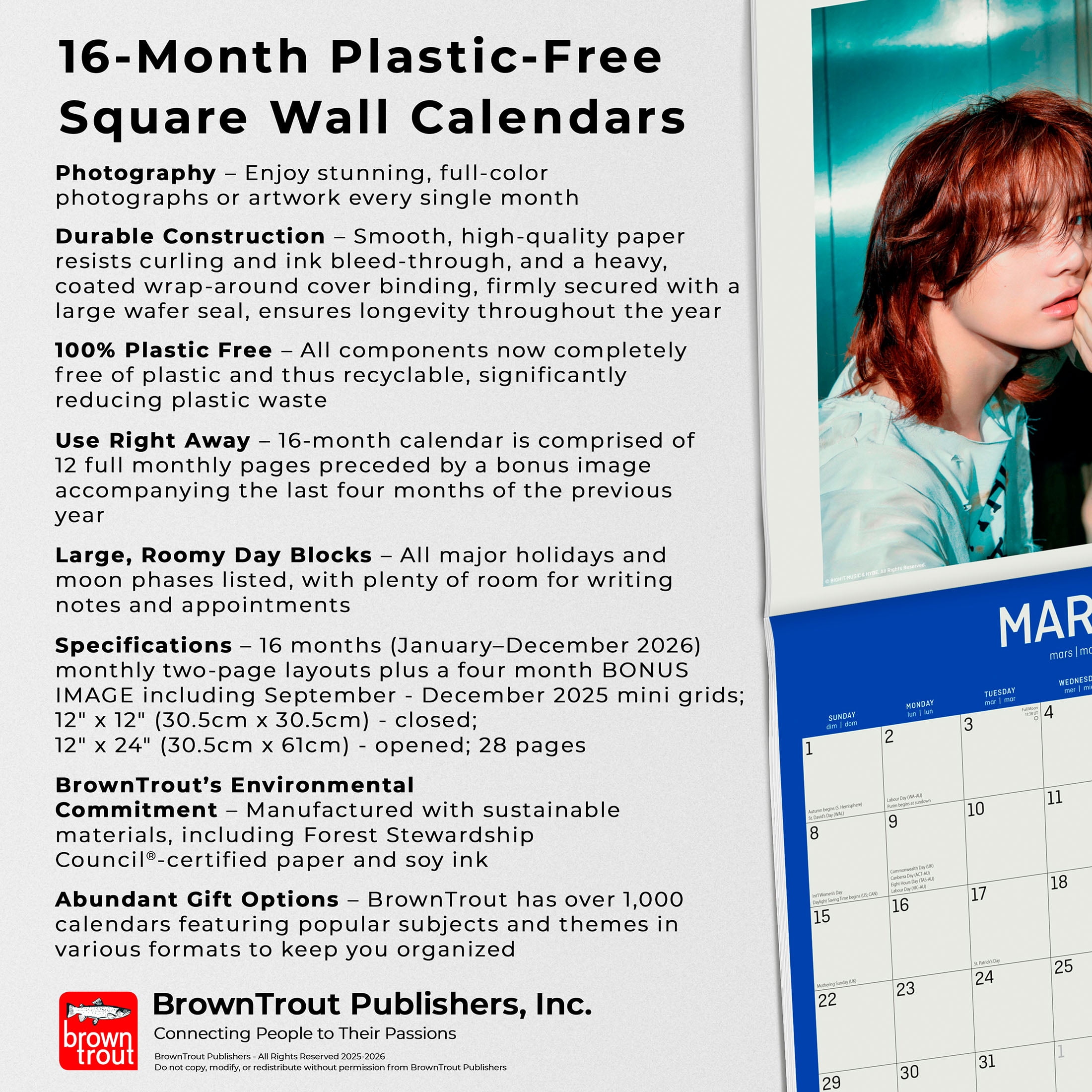 BrownTrout TXT Official 2026 Wall Calendar (12 in x 24 in) 0hpr8