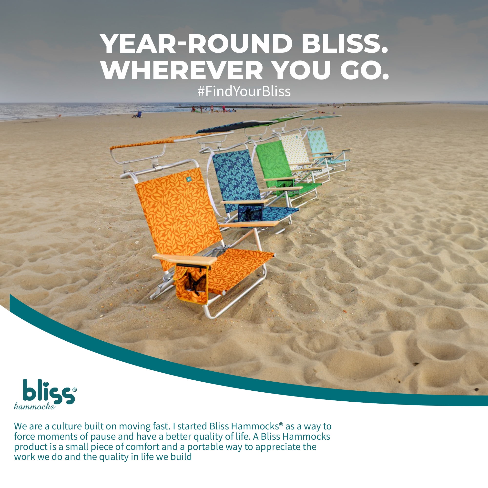 Bliss Hammocks Folding Beach Chair with Canopy and Cup Holder (Blue Flower, 275 lb Capacity) 7wkp9