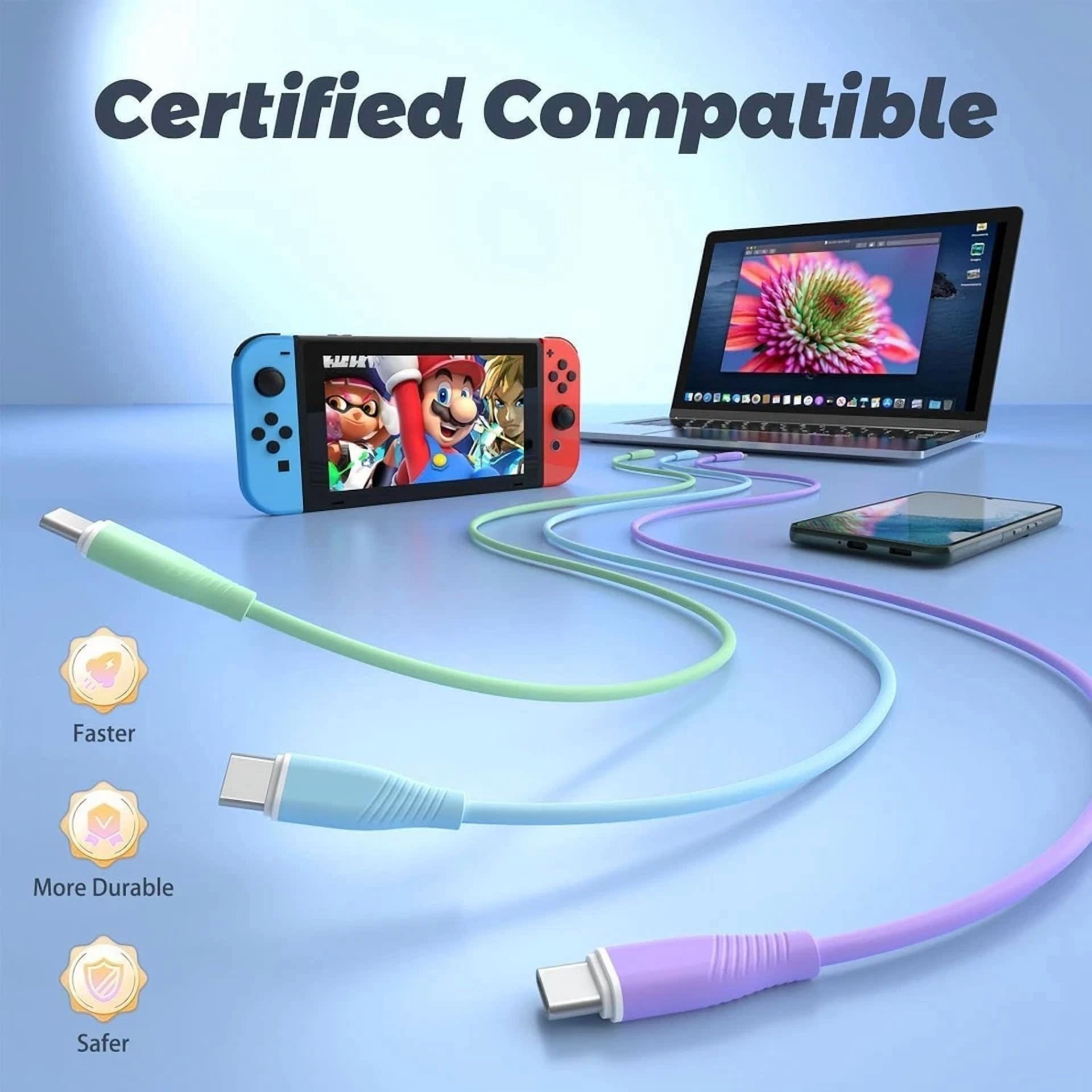 Rhea USB-C Fast Charging Cable (Multicolor, 3 Pack, 6 ft) n4u0h